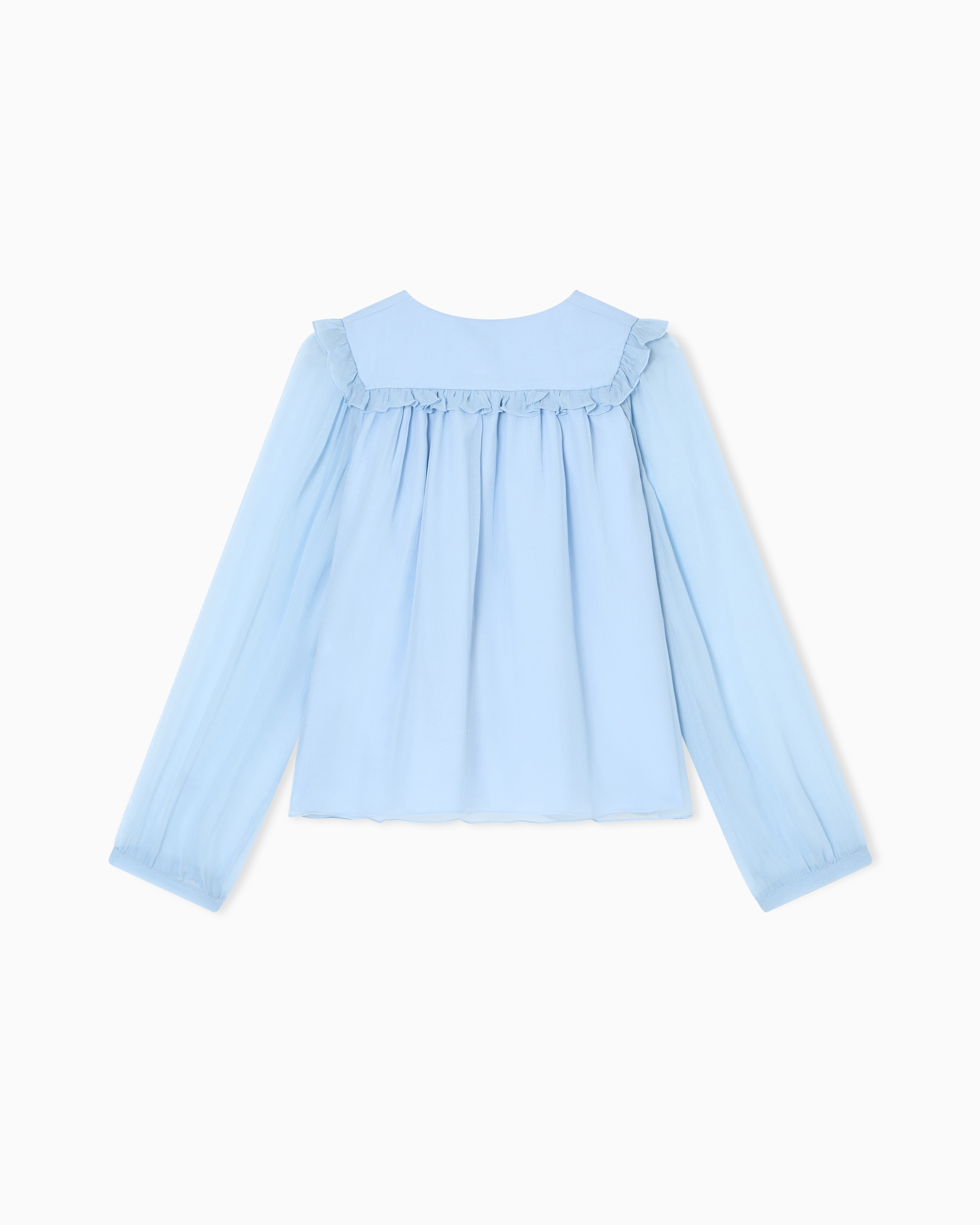 Emporio Armani - ASV crépon shirt, Girl, Light Blue, Size: