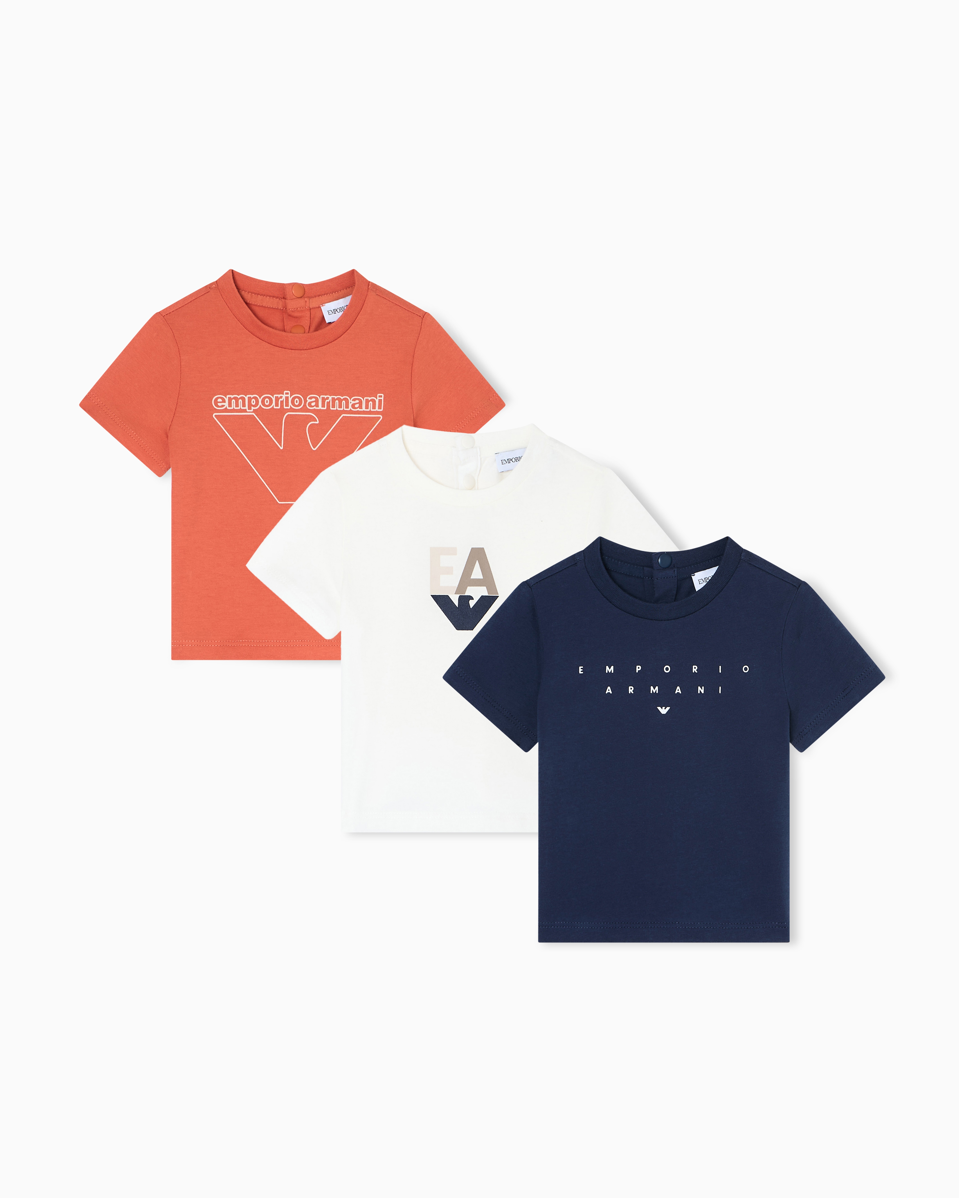 Emporio Armani - Three-pack of ASV jersey T-shirts with logo print, Boy, White, Size: