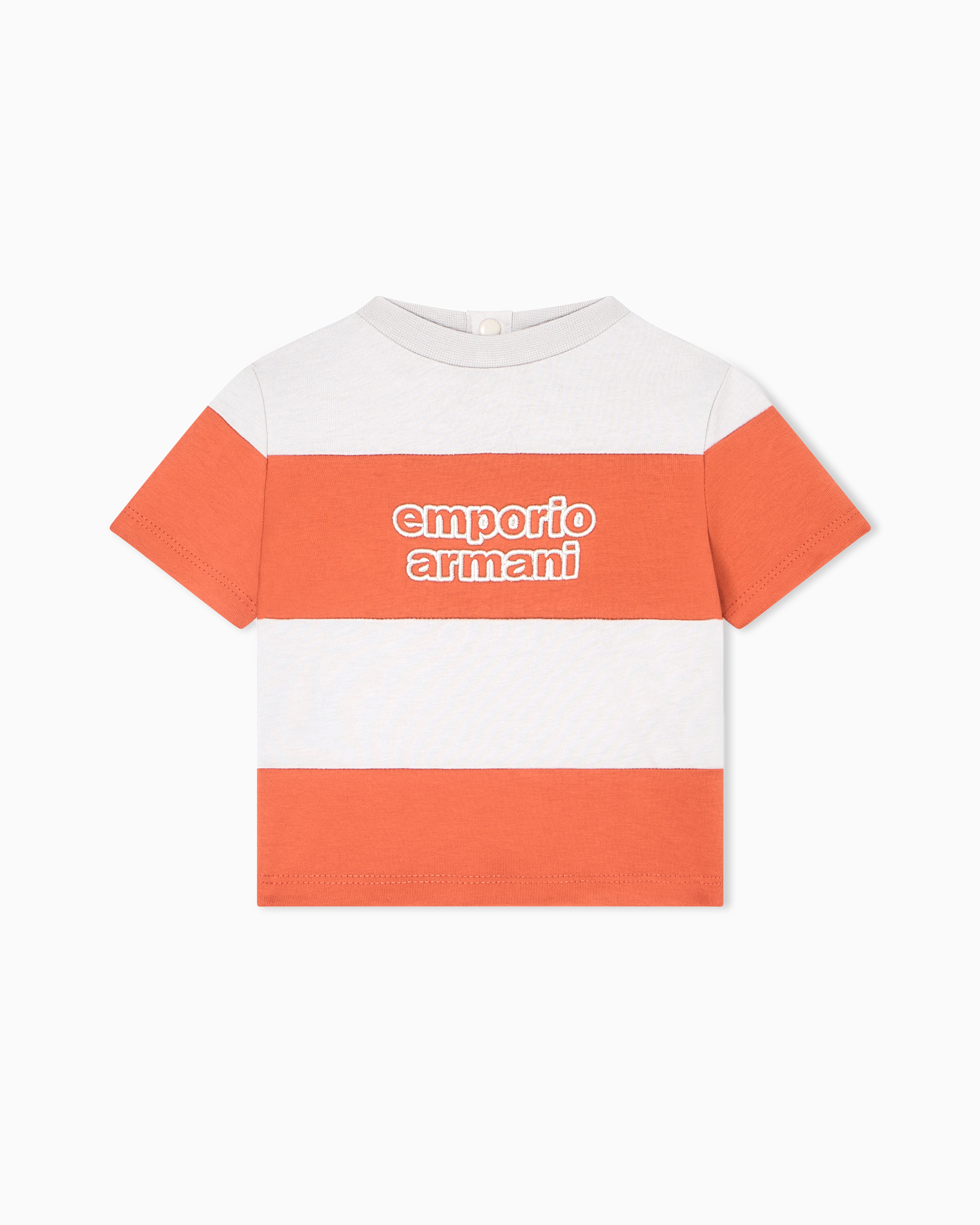 Emporio Armani - ASV heavyweight jersey T-shirt with striped motif, Boy, Orange, Size: 6M