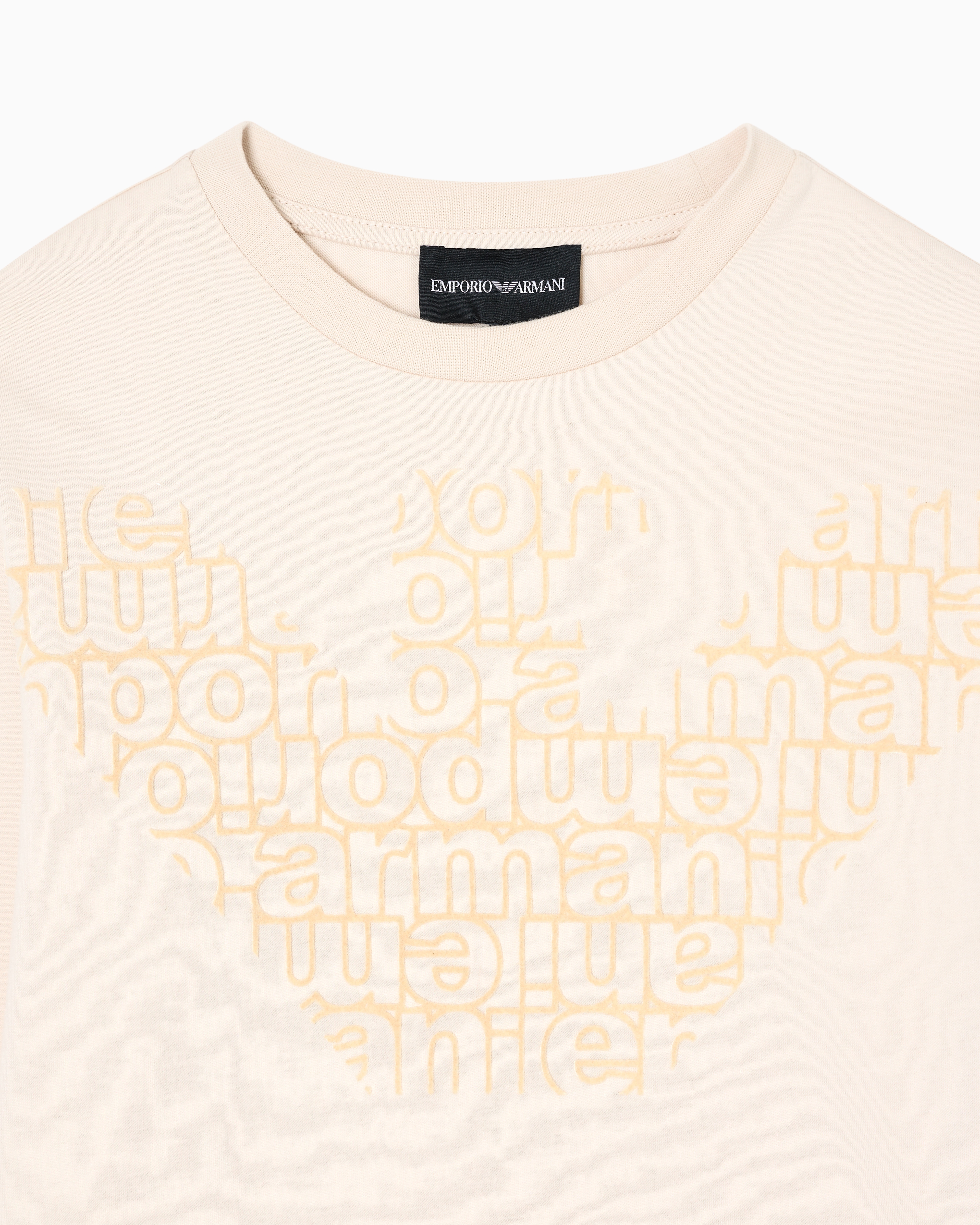 Emporio Armani - ASV oversized long-sleeved jersey T-shirt with eagle logo, Boy, Beige, Size: