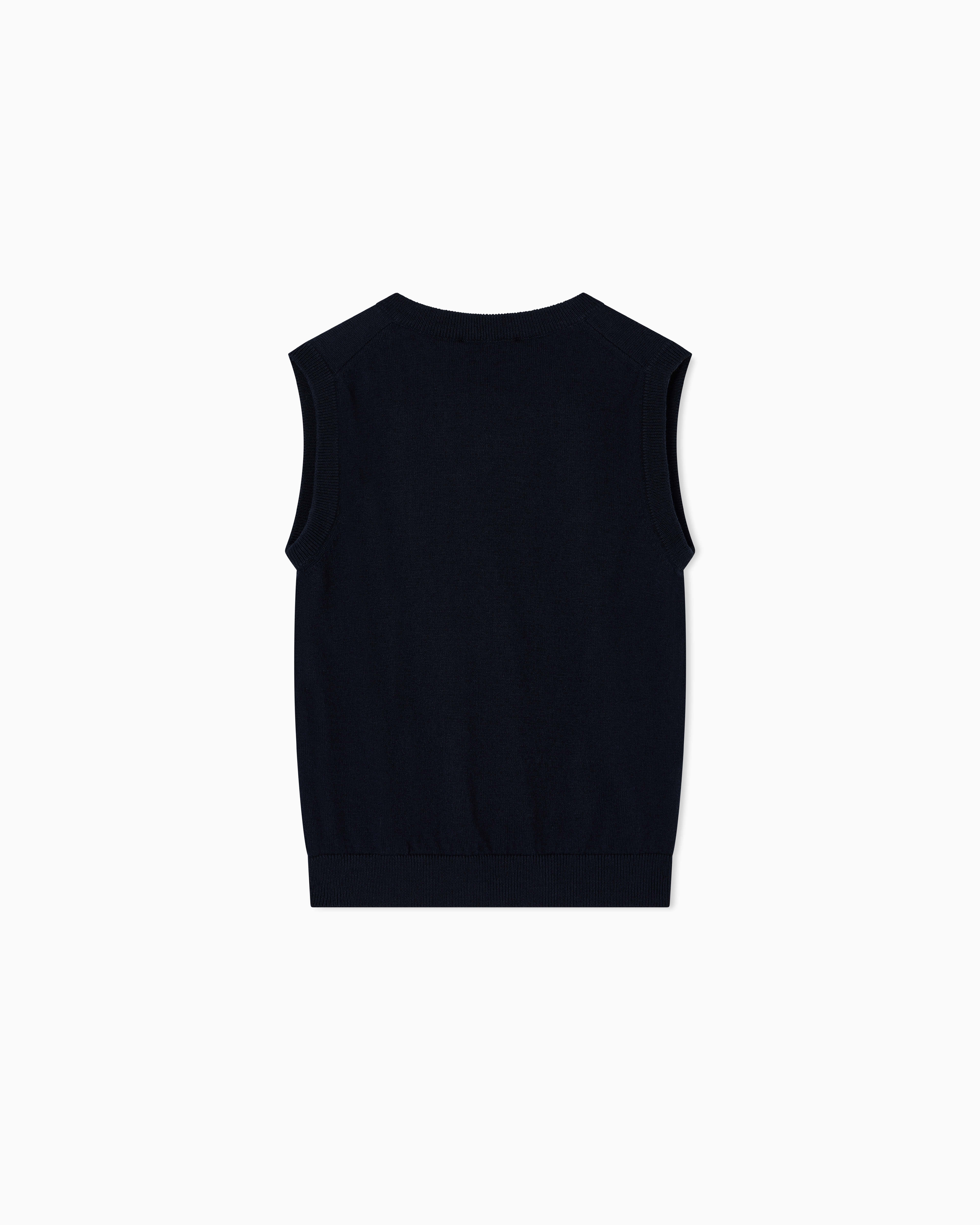 Emporio Armani - ASV Wool-blend V-neck waistcoat , Boy, Navy Blue, Size: