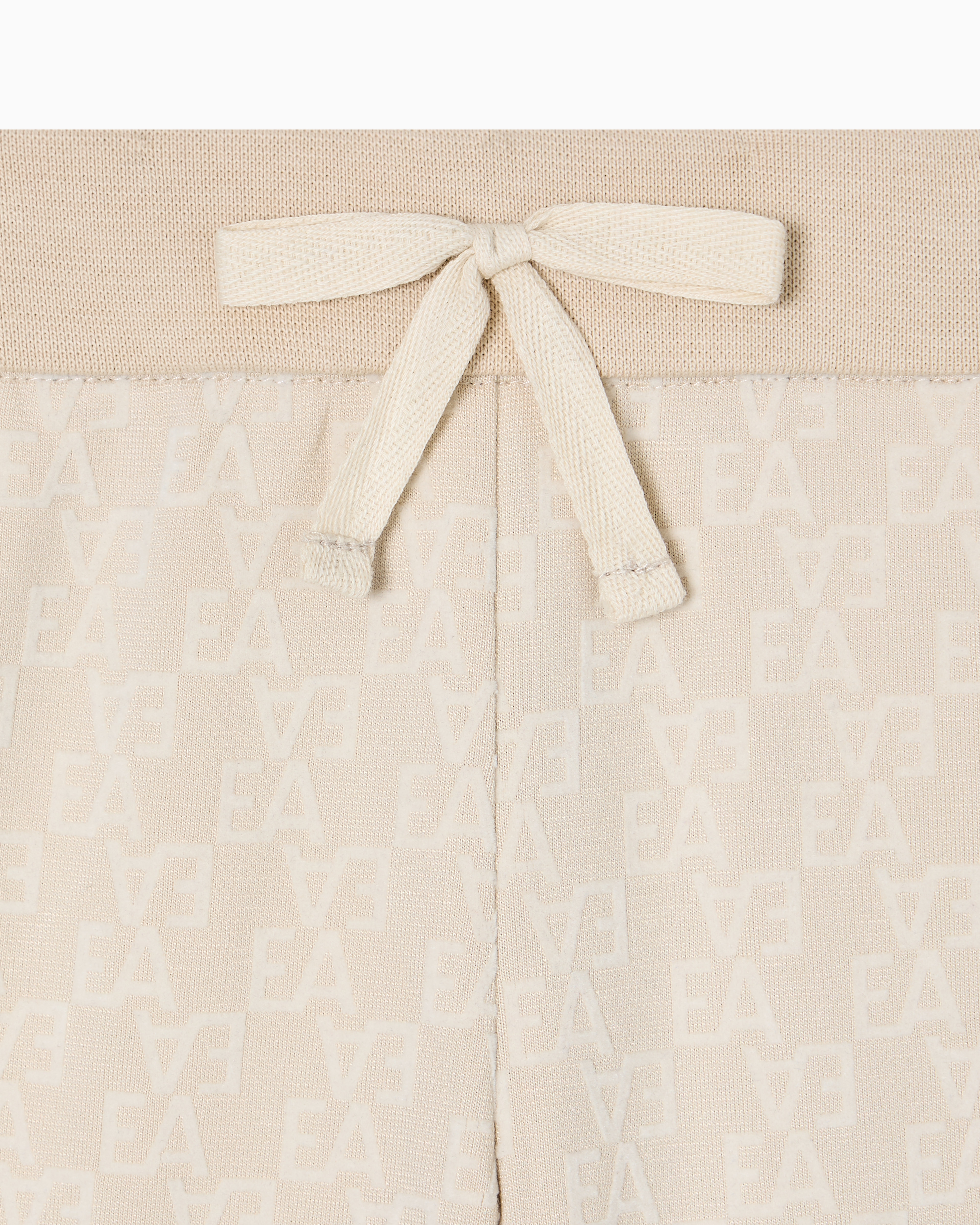 Emporio Armani - Interlock jersey trousers with all-over flocked EA logo, Girl, Beige, Size: