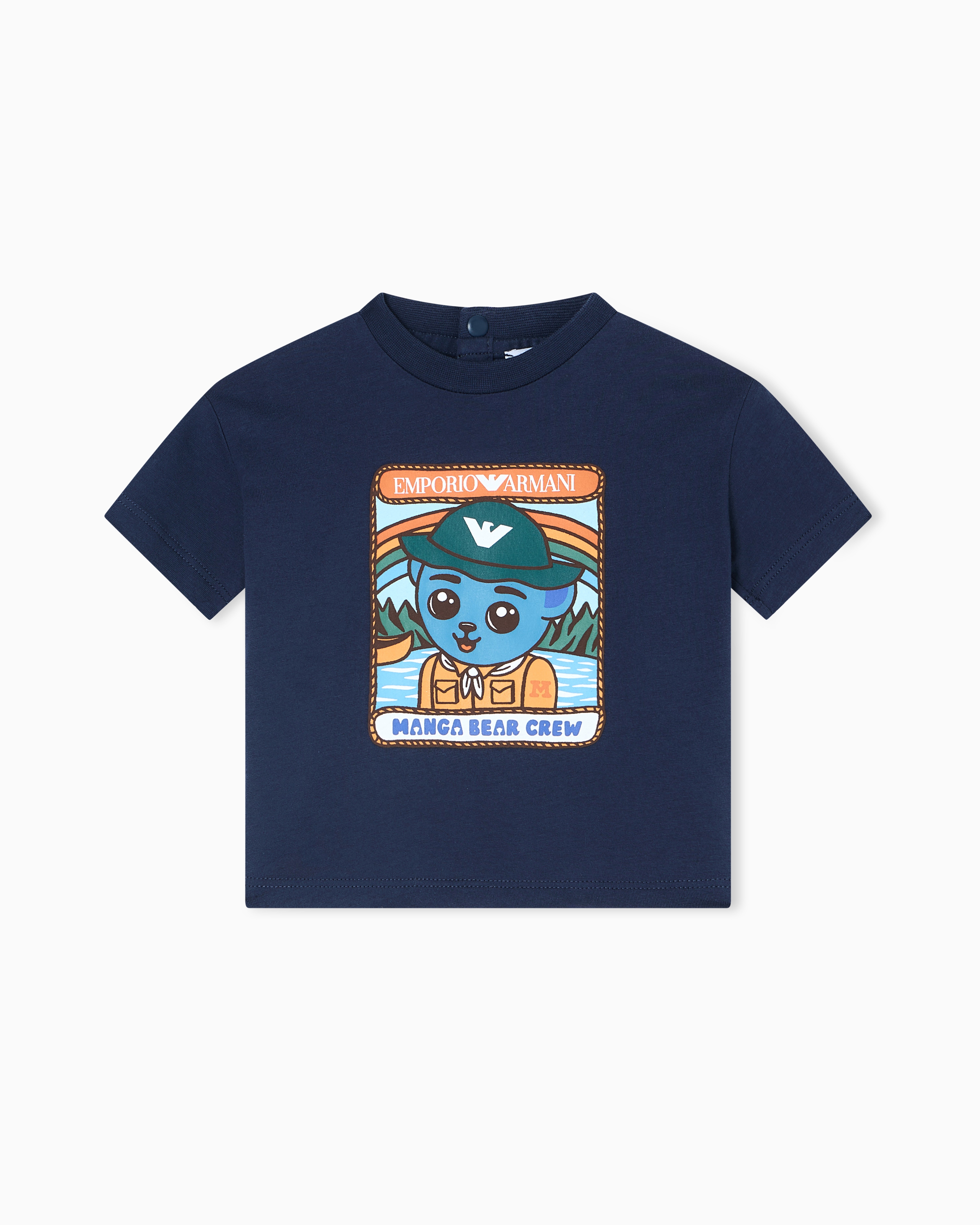 Emporio Armani - ASV jersey T-shirt with Manga Bear Crew print, Boy, Blue, Size: