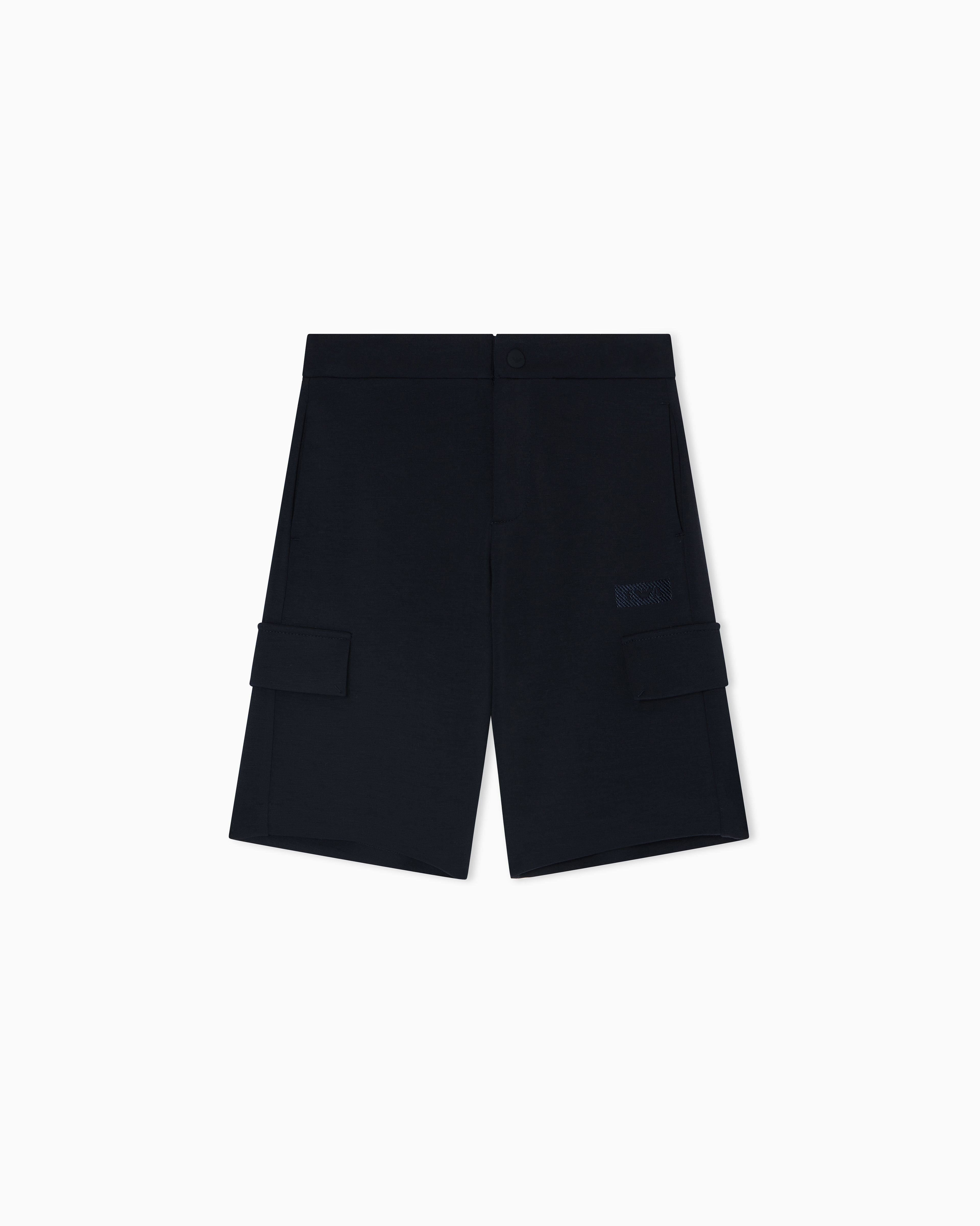Emporio Armani - Double-jersey comfort-fit Bermuda shorts, Boy, Navy Blue, Size: