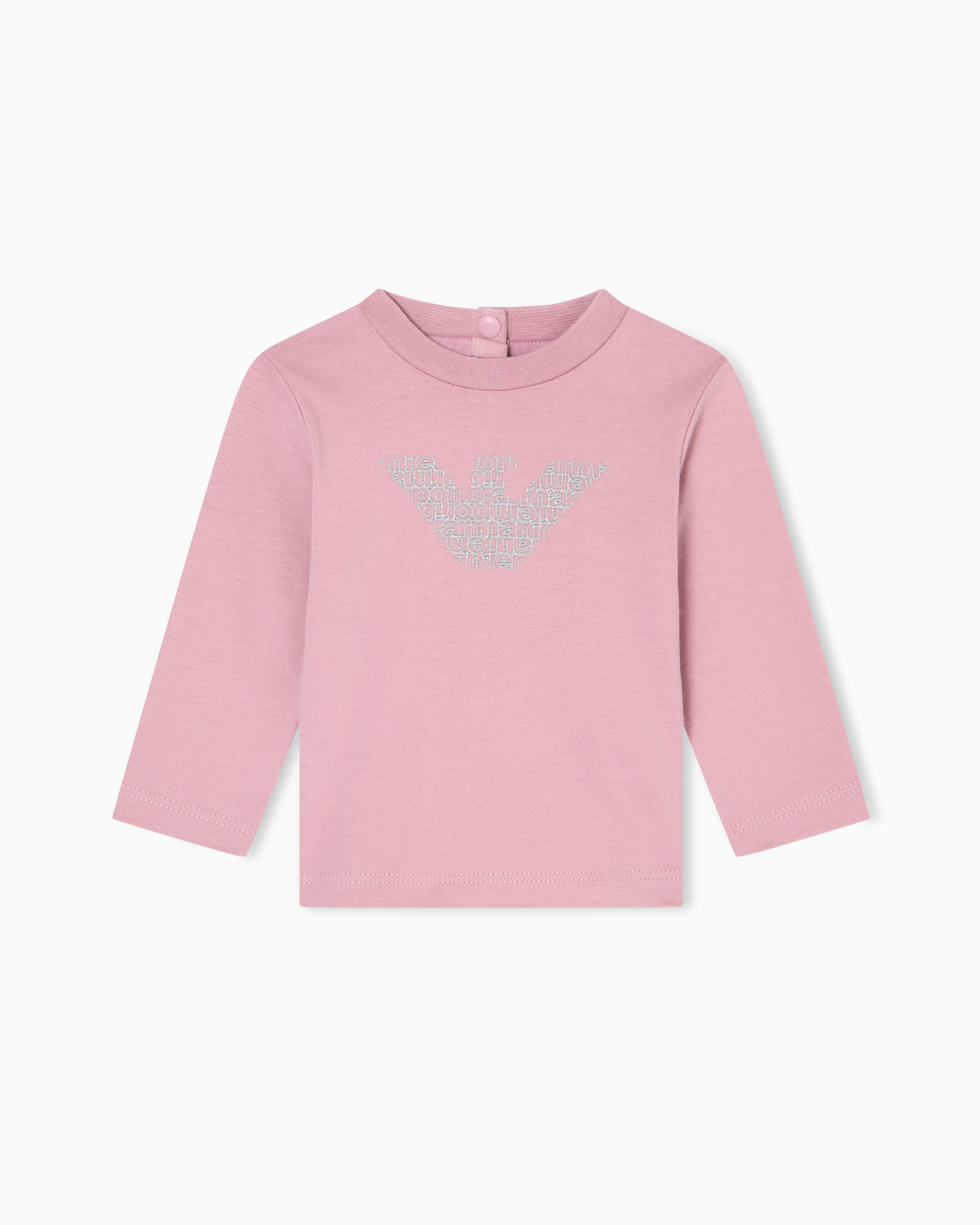 Emporio Armani - ASV jersey jumper with a glitter logo print, Girl, Pink, Size: