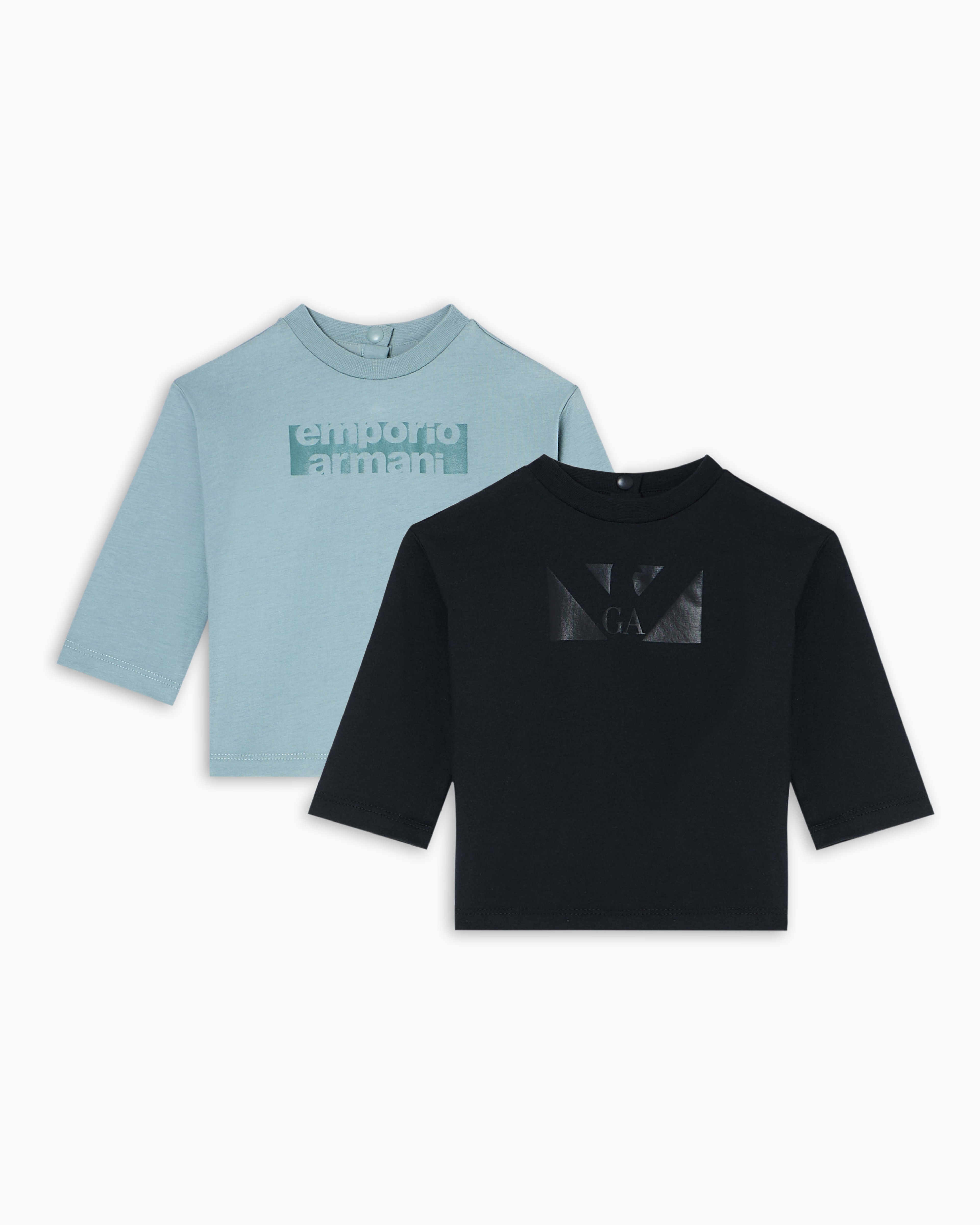 Emporio Armani - Two-pack of ASV long-sleeved jersey T-shirts, Boy, Navy Blue, Size: