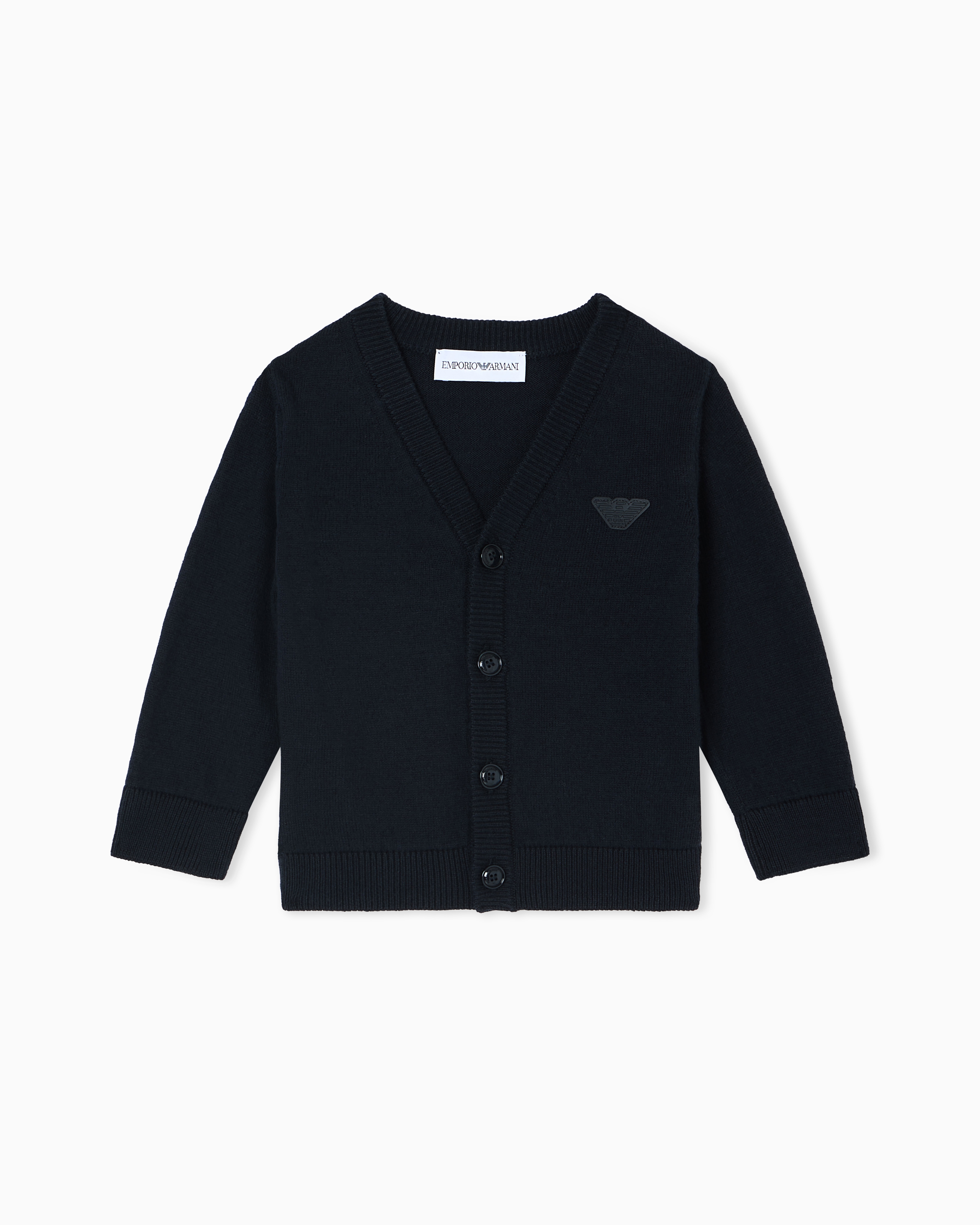 Emporio Armani Cardigan Scollo A V In Misto Cotone Organico Asv