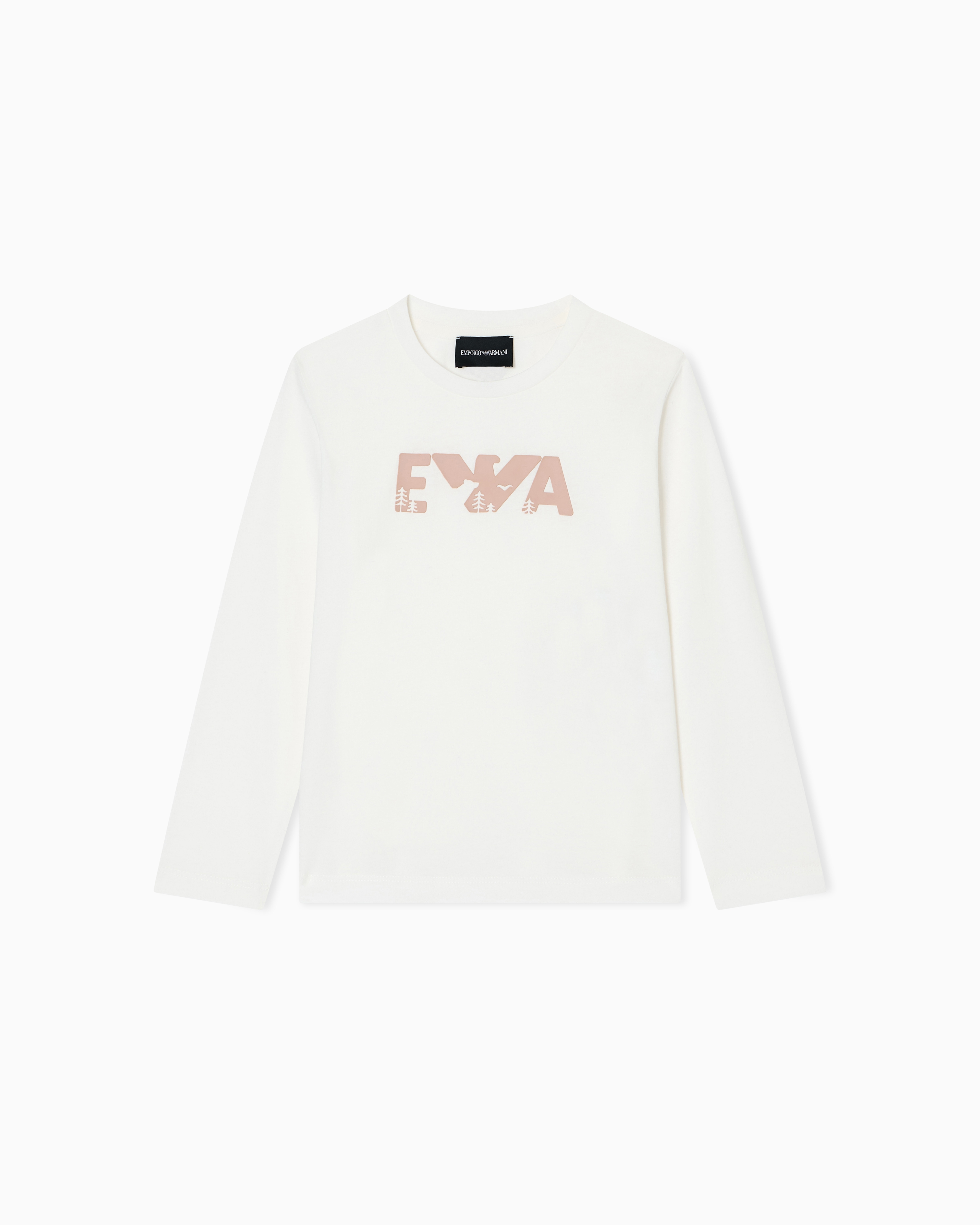 Emporio Armani - ASV jersey jumper with laser-cut flocked EA logo, Girl, White, Size:
