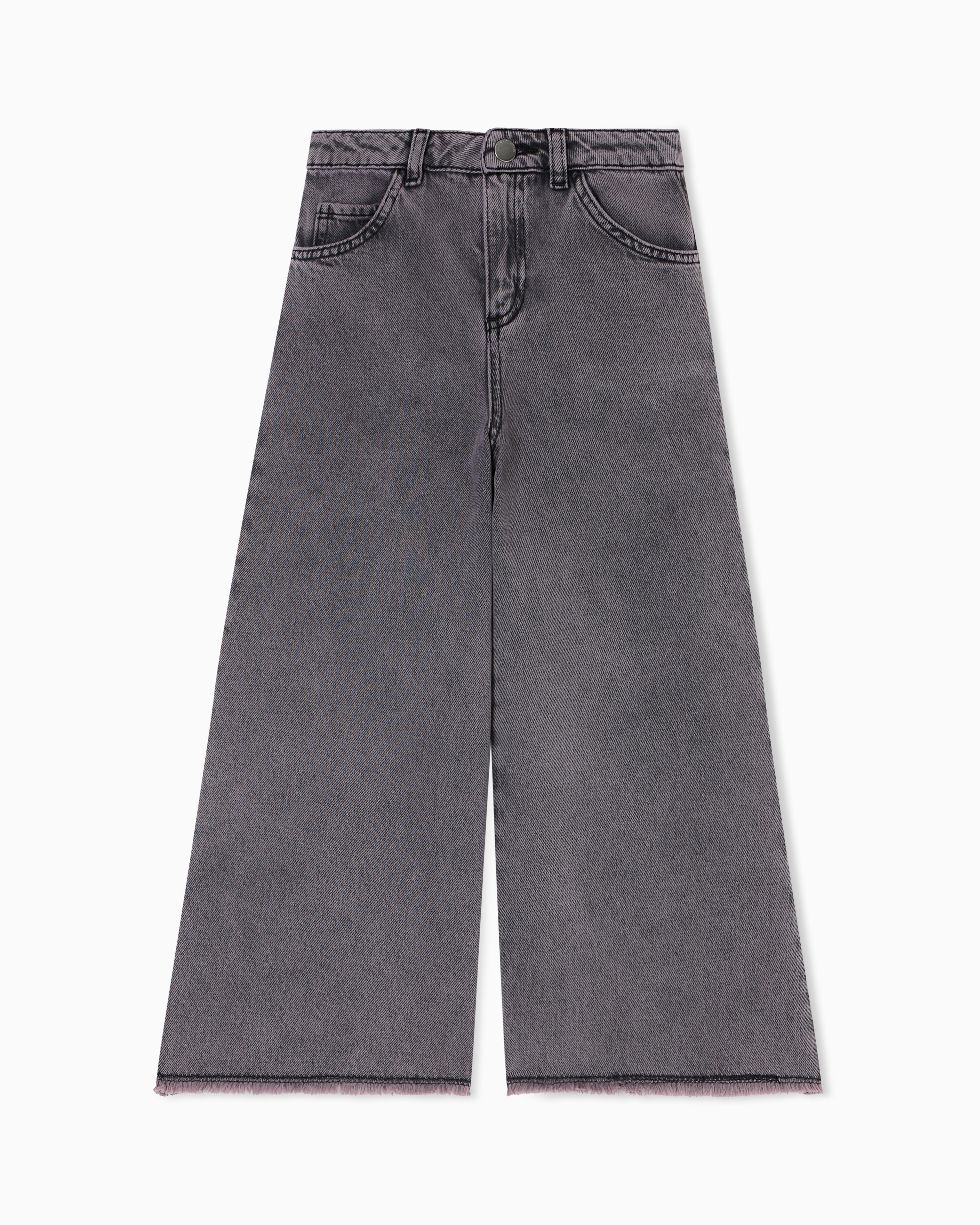 Emporio Armani - Wide-leg jeans garment-dyed comfort denim, Girl, Black, Size:
