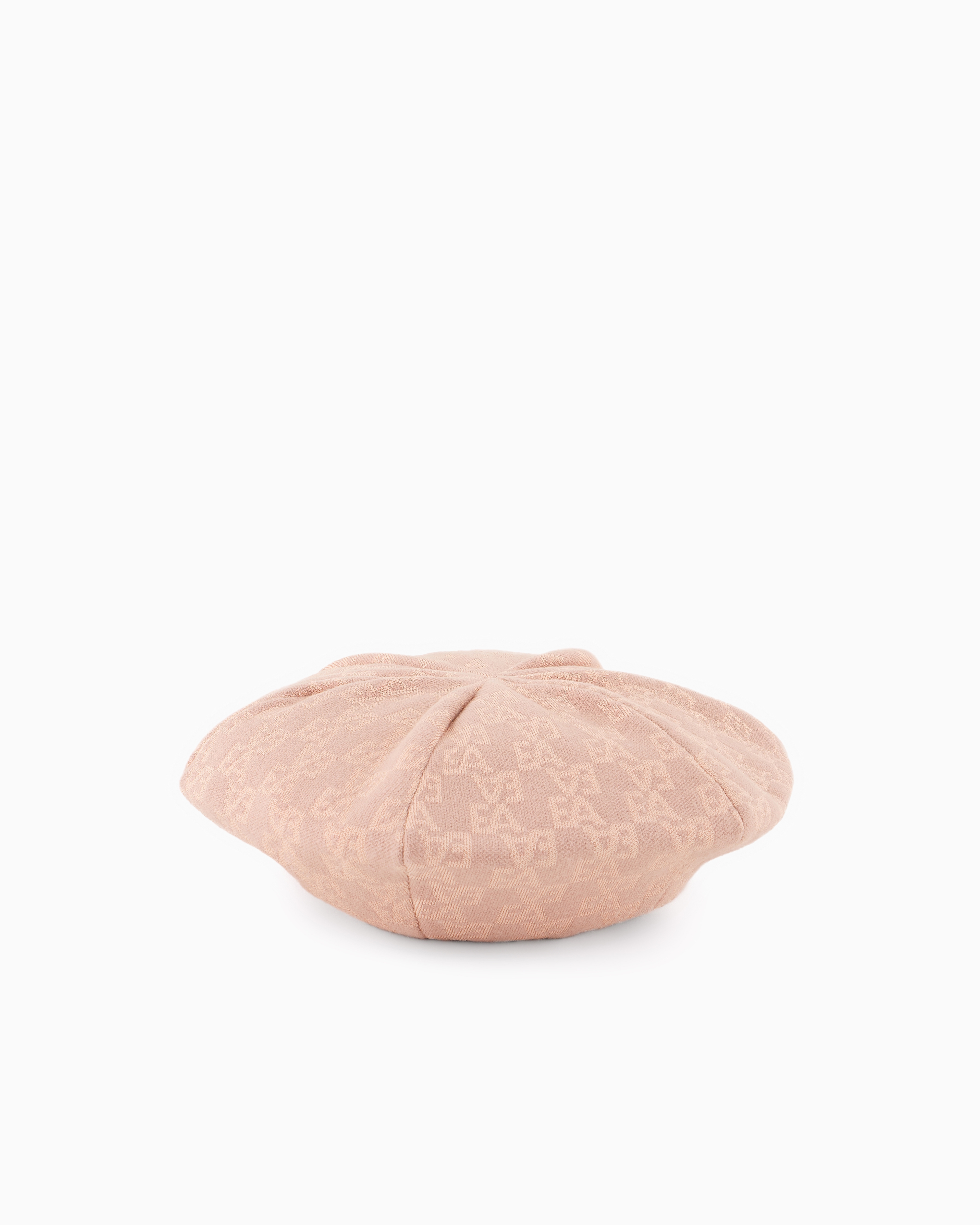 Emporio Armani - Knit beret with all-over jacquard EA logo, Girl, Pink, Size: