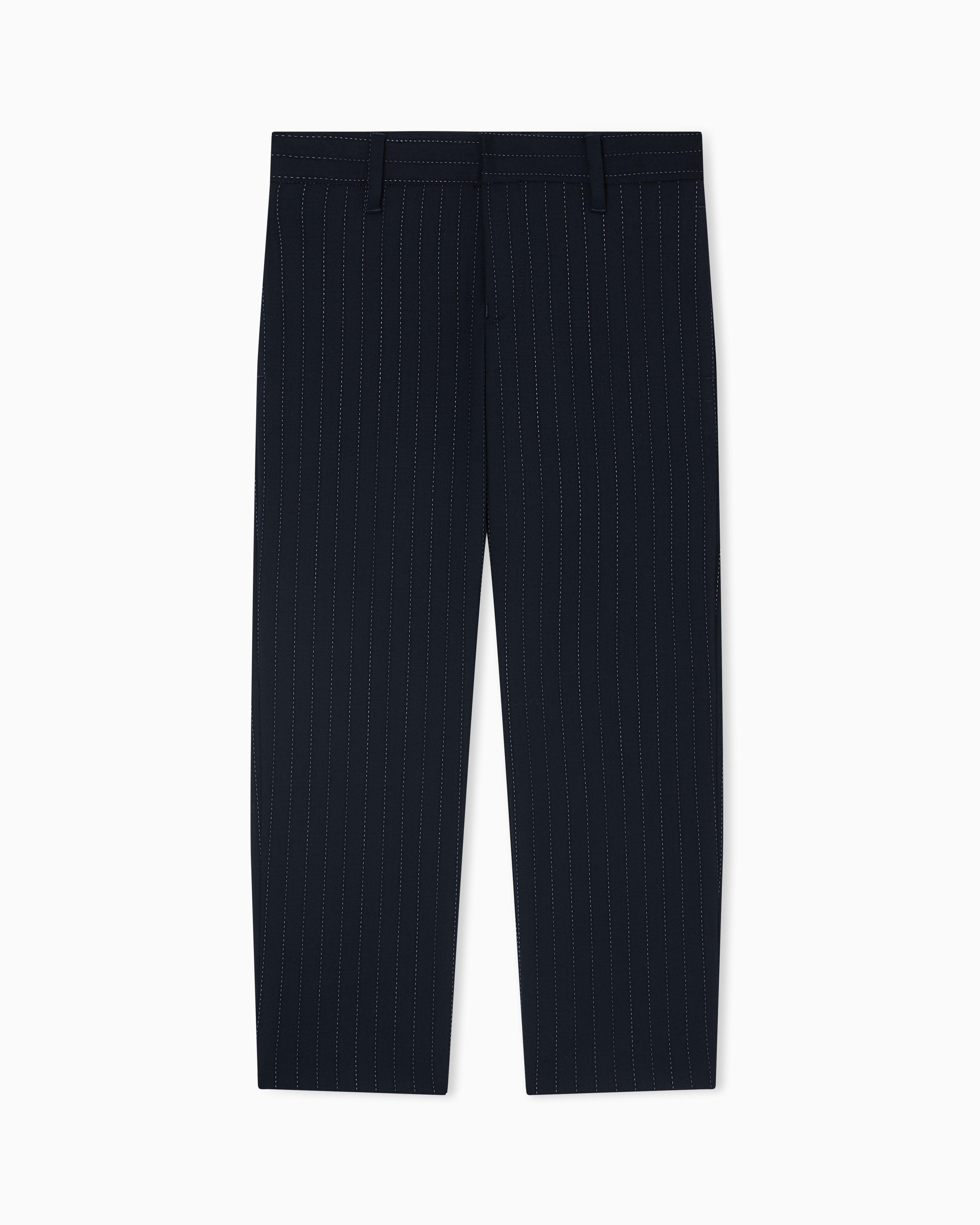 Emporio Armani - Pinstriped wool-blend trousers, Boy, Blue, Size: