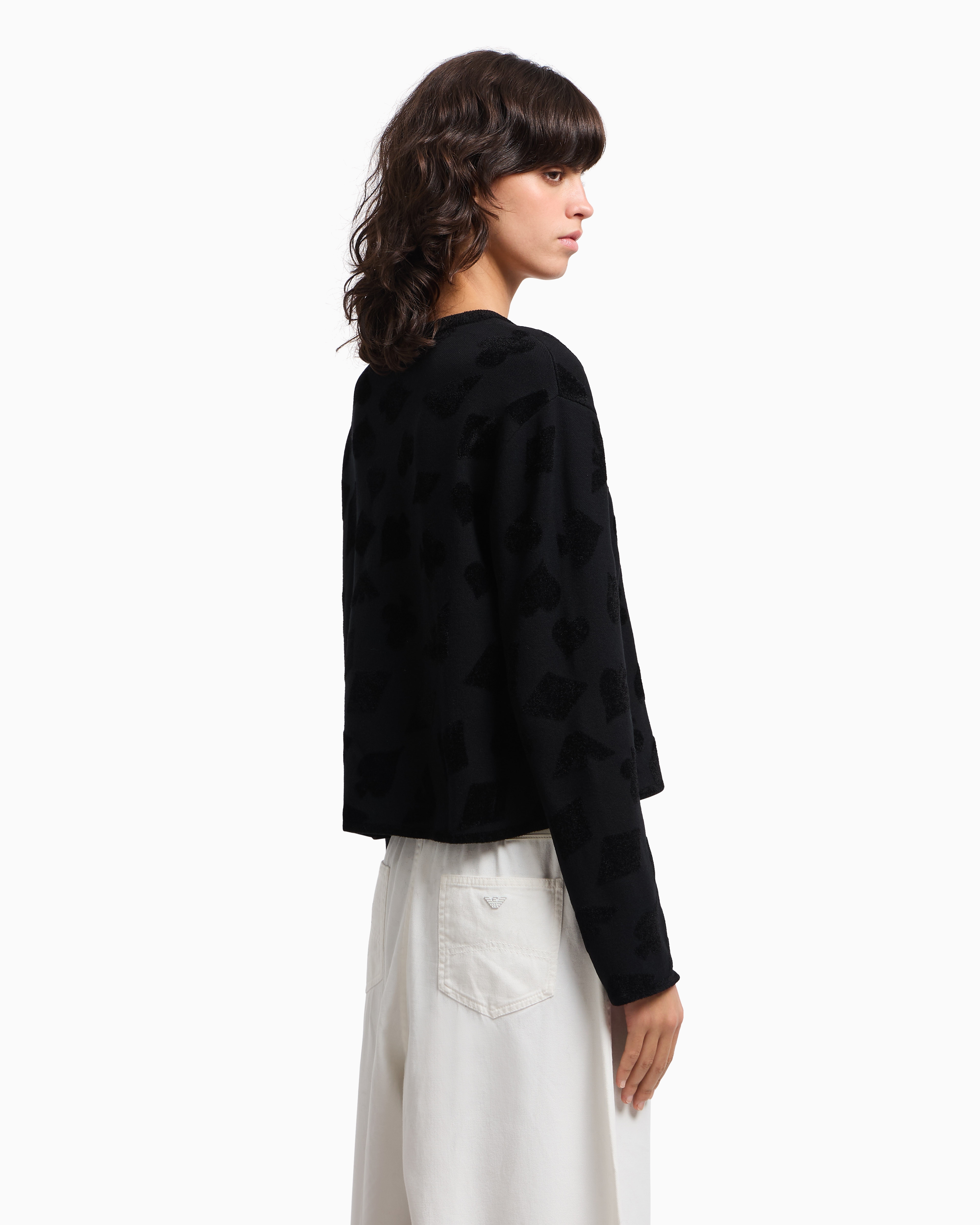 EMPORIO ARMANI / Icon/シェニールジャガード/ニット・セーター(薄手)/S/ウール/BRW/総柄/EM003517 EW002761_AF19924_FC008_R_FW202