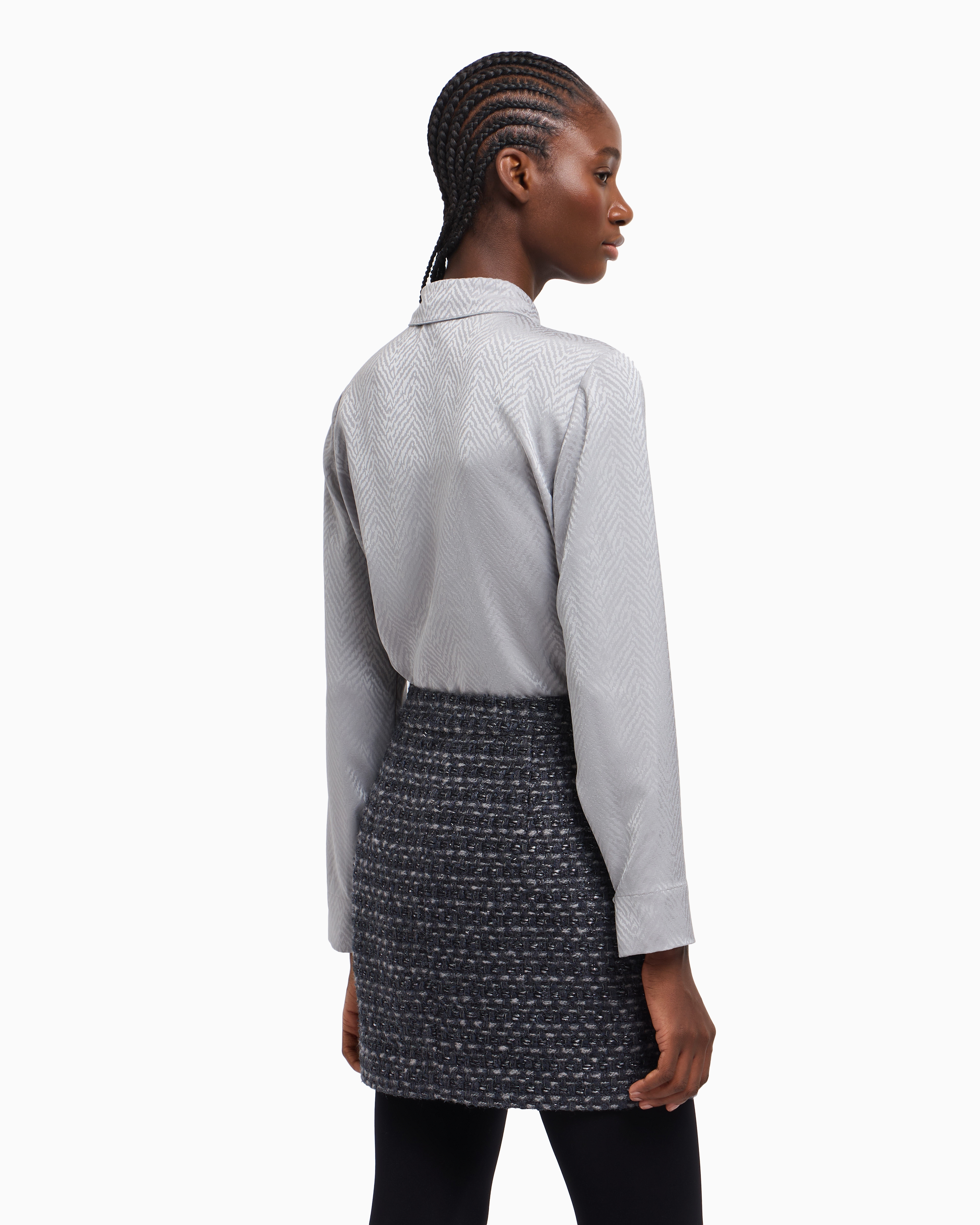 Emporio Armani - Shirt with chevron motif print, Woman, Grey, Size: