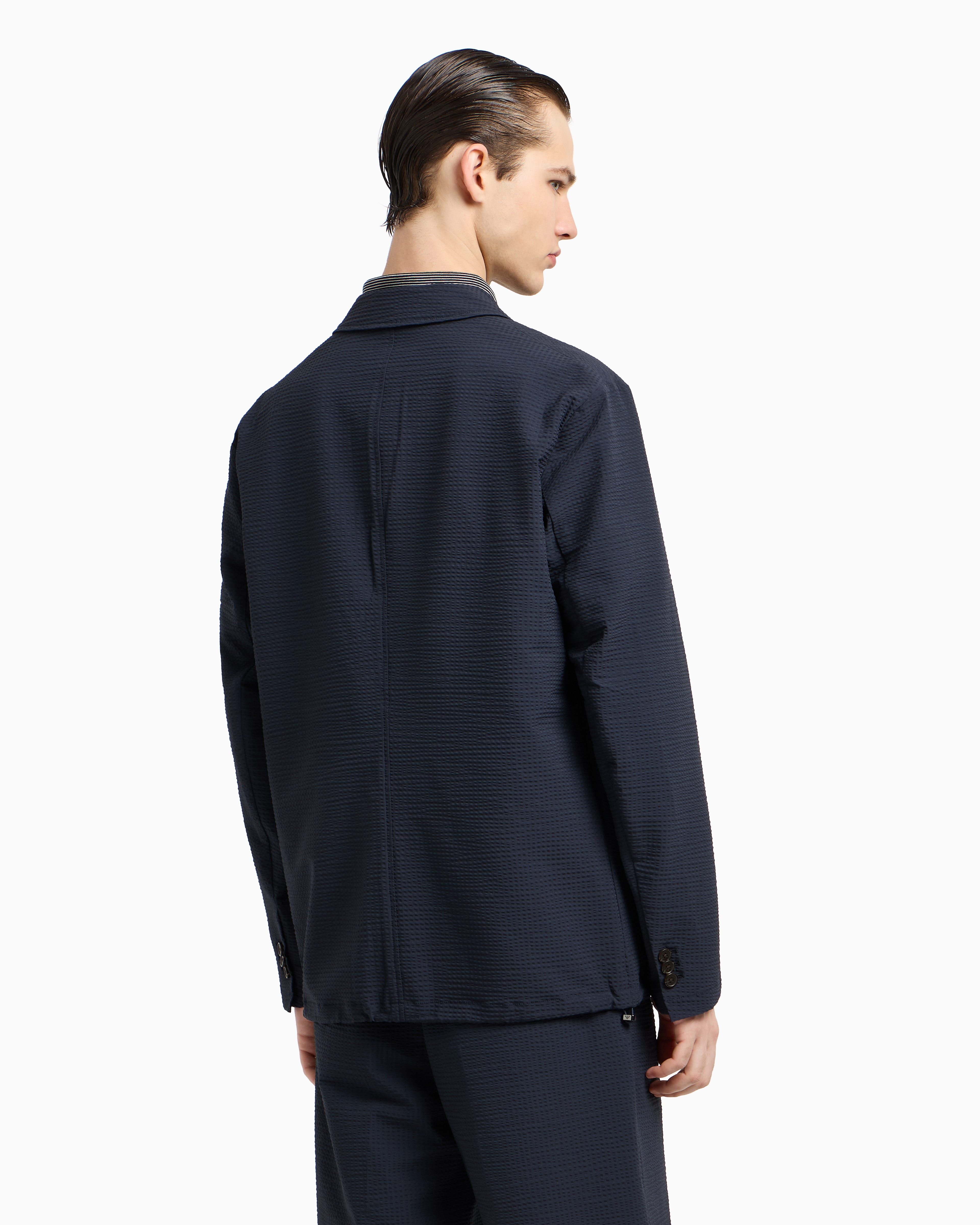 新品未使用✨EMPORIO ARMANI シアサッカー　サマージャケット　44 シングルブレストジャケット ナイロン シアサッカー | Emporio Armani