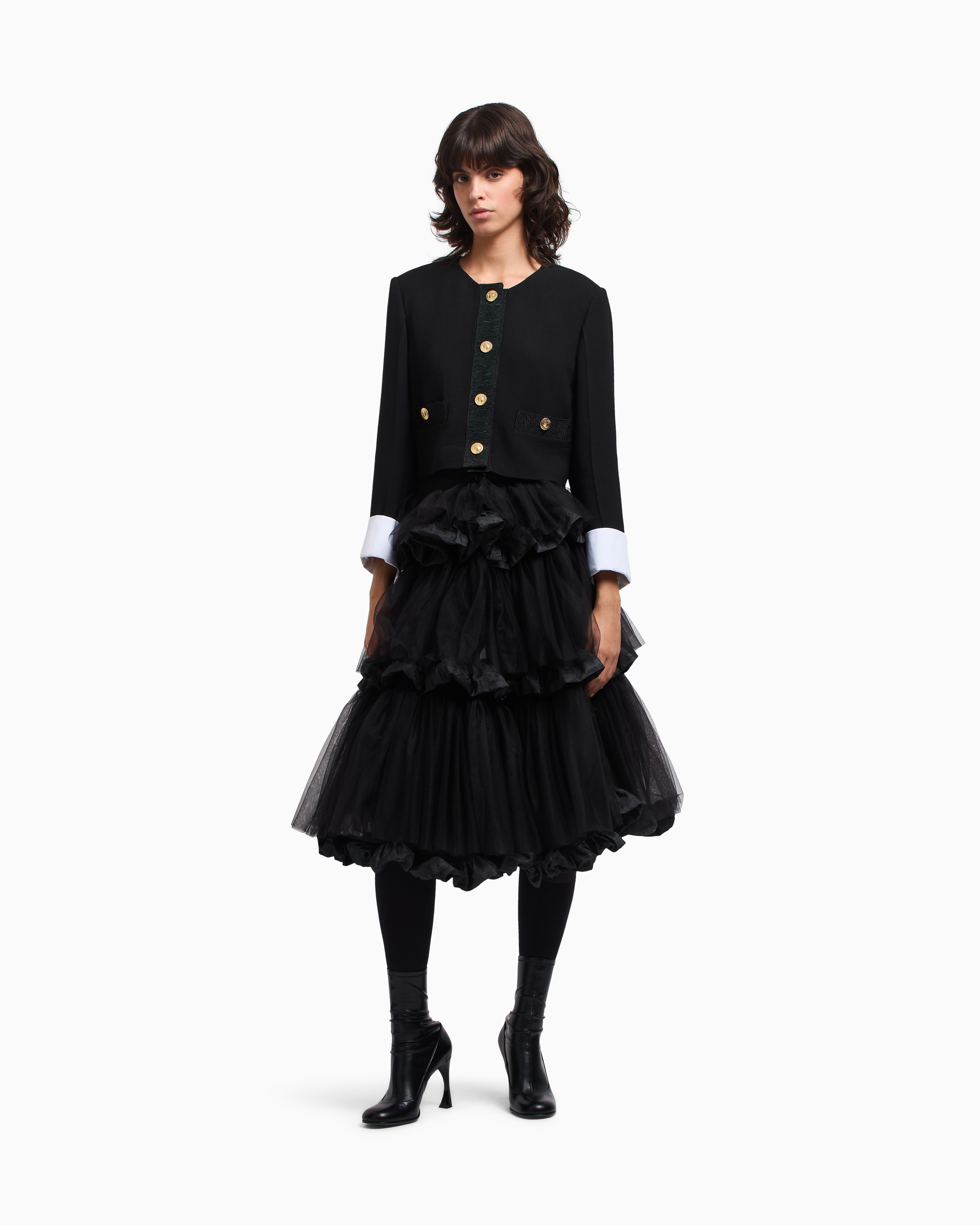 Emporio Armani Veste À Simple Boutonnage En Mélange De Laine Vierge In Black