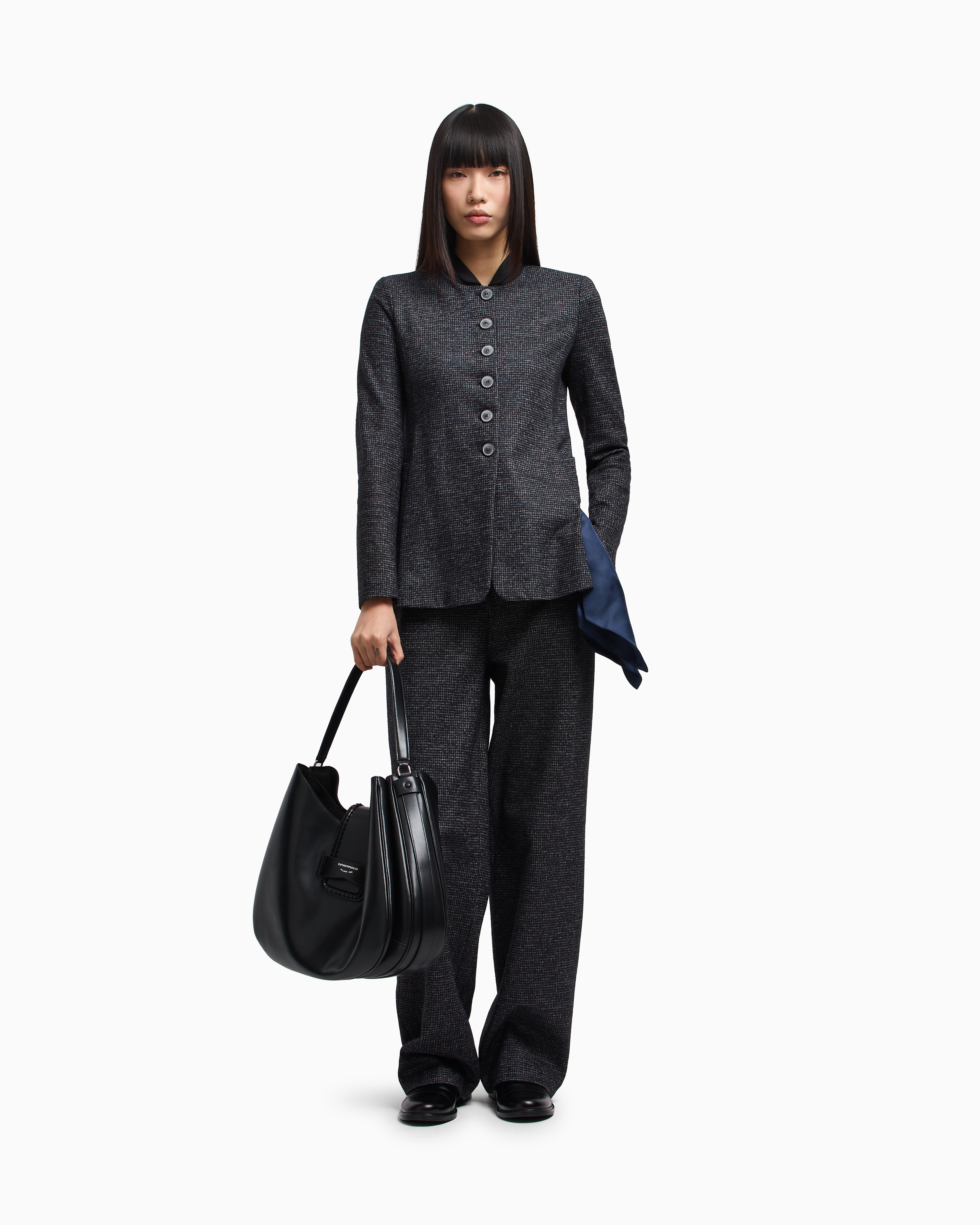 Emporio Armani - Icon houndstooth cloth single-breasted jacket, Woman, Black, Size: