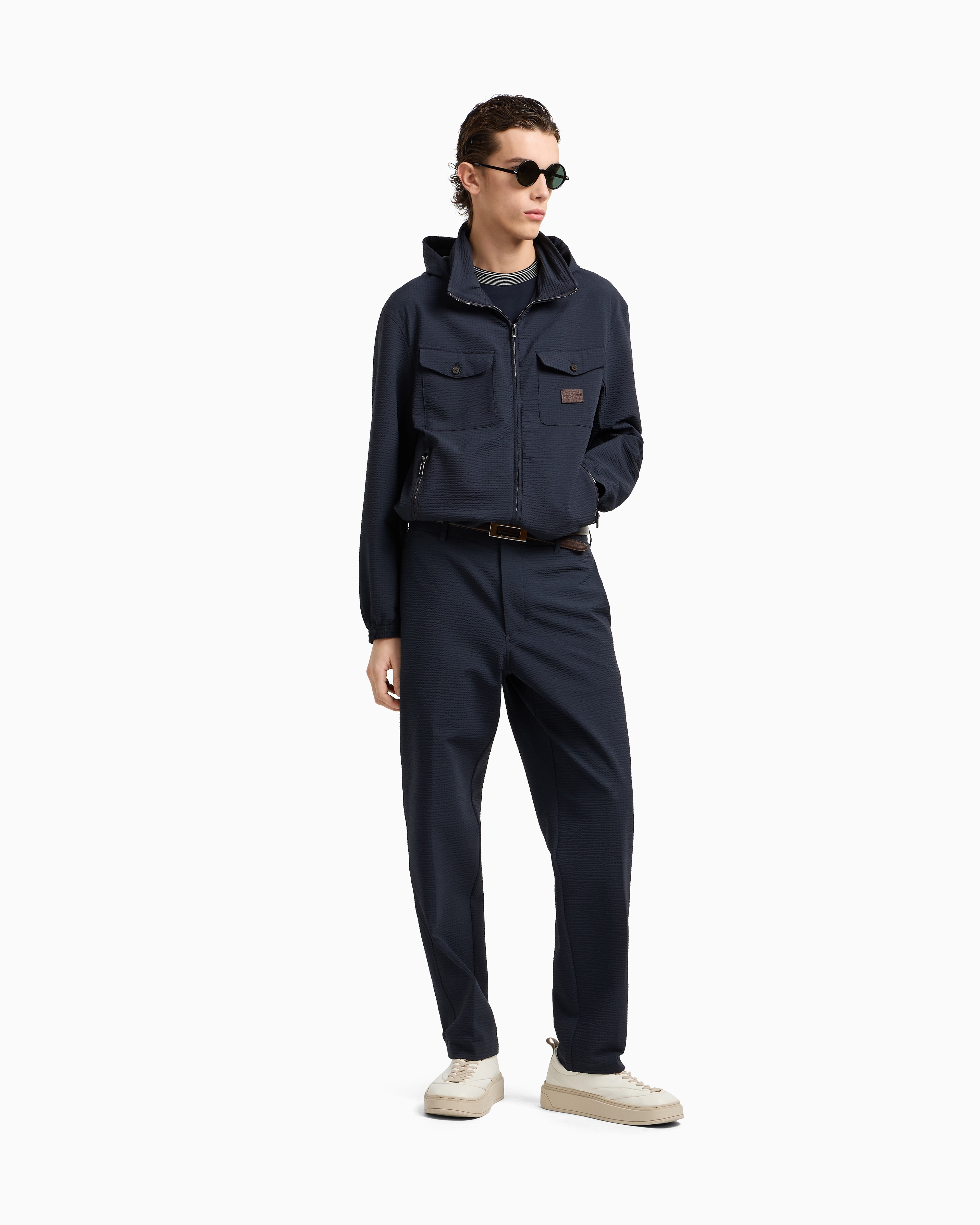 Nylon seersucker full-zip blouson | Emporio Armani