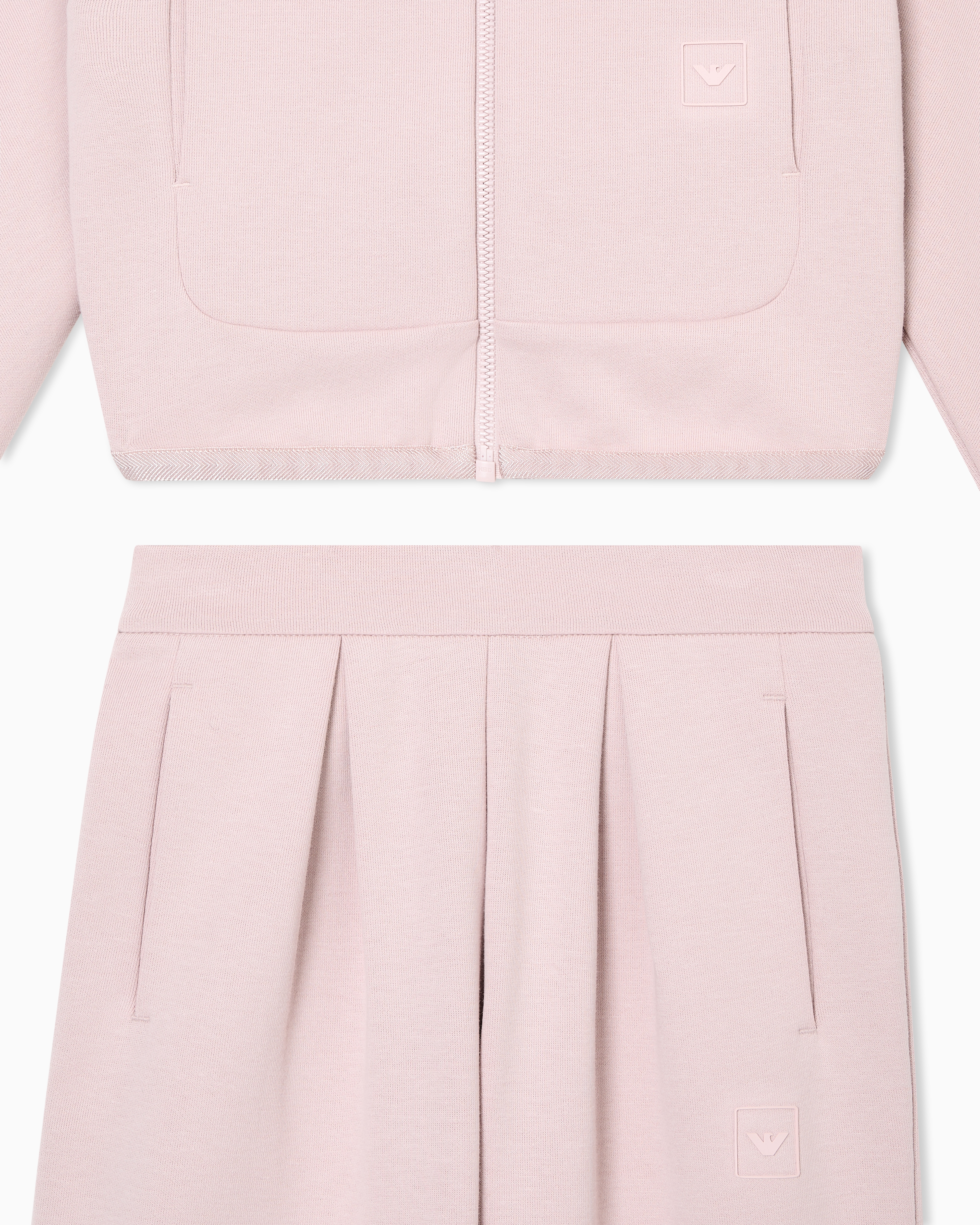 Emporio Armani - ASV interlock jersey tracksuit with full-zip sweatshirt, Girl, Pink, Size: