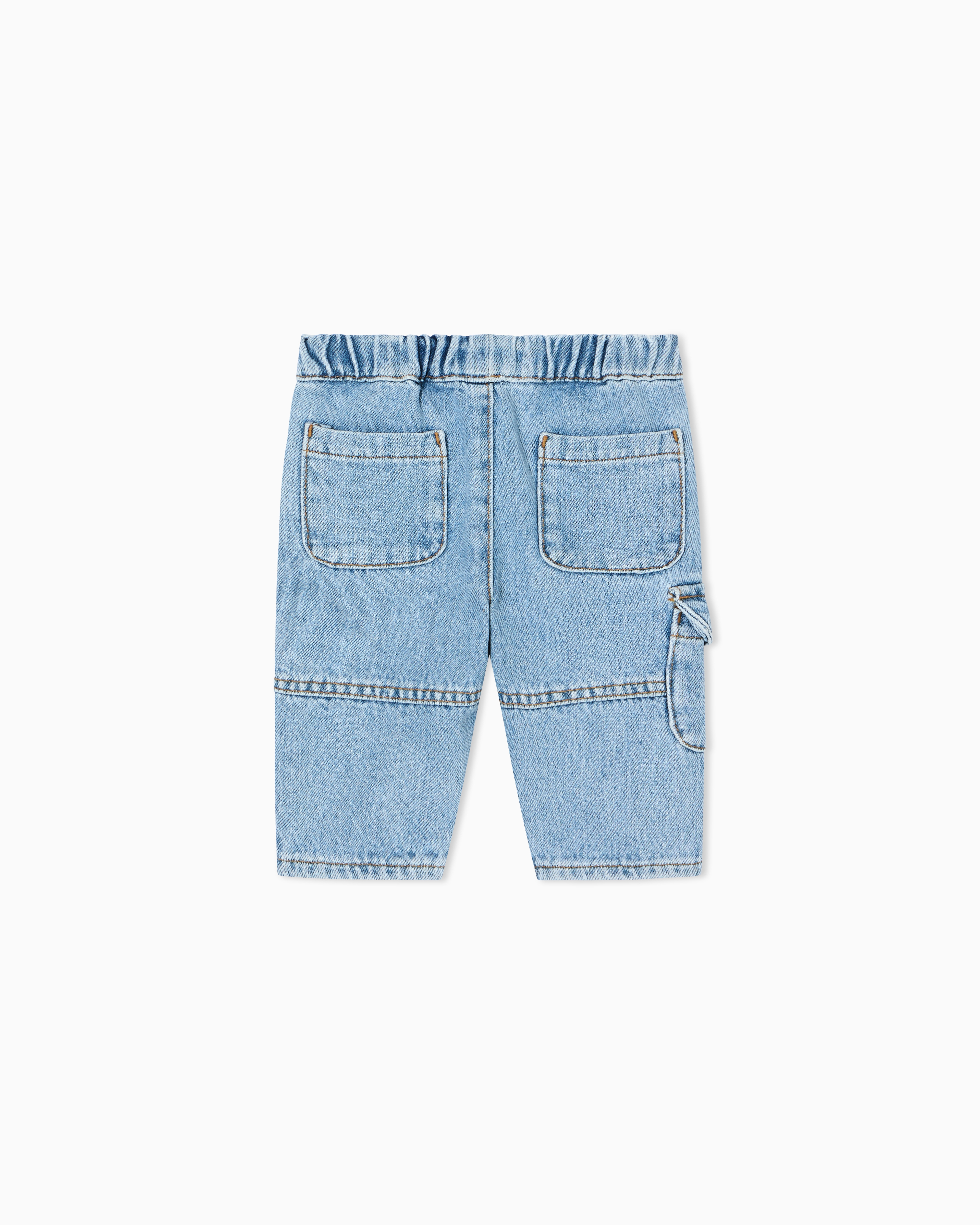 Emporio Armani - Denim jeans with an elasticated waist and logo embroidery, Boy, Blue, Size: