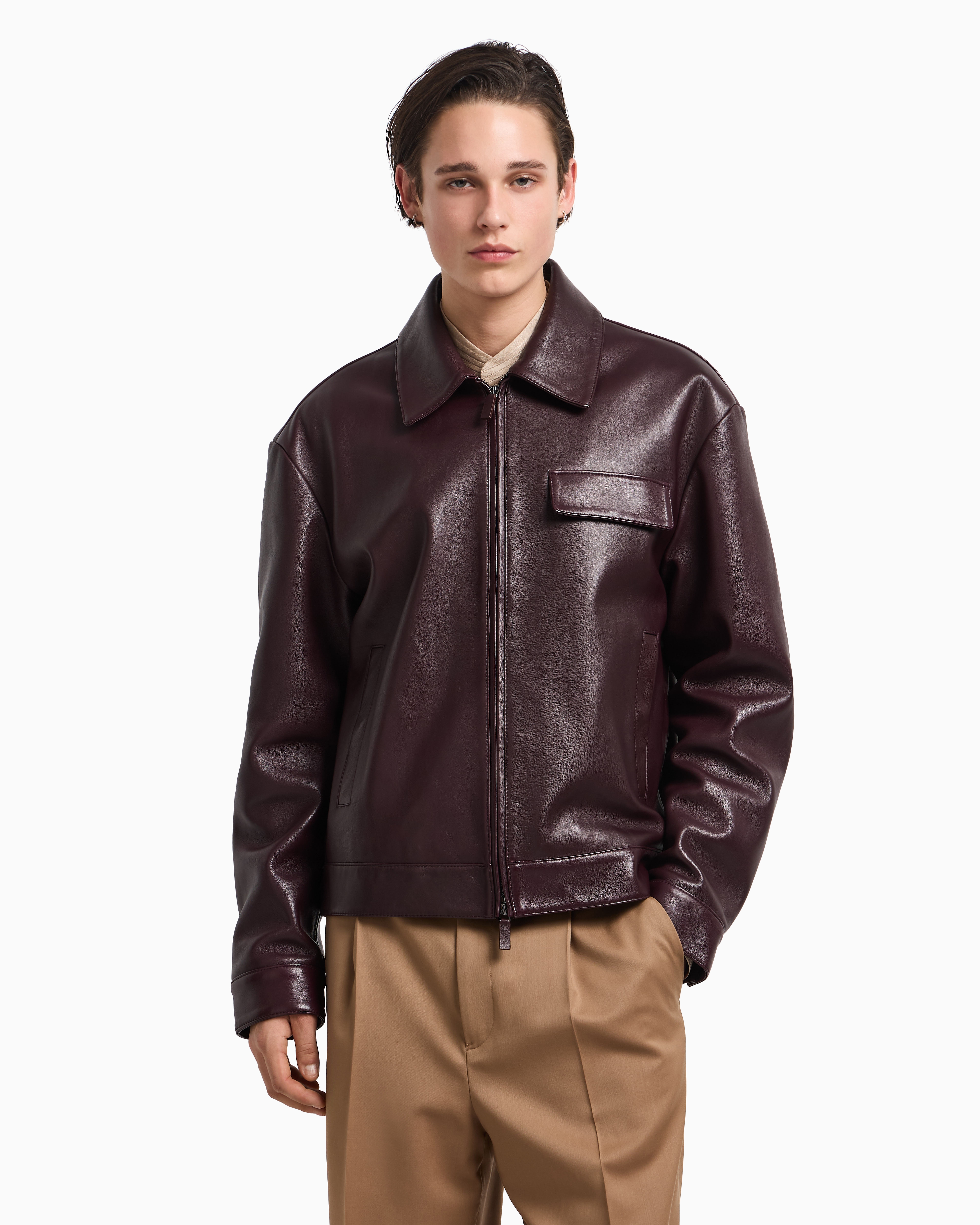 Blouson in plonge lambskin nappa leather | Emporio Armani