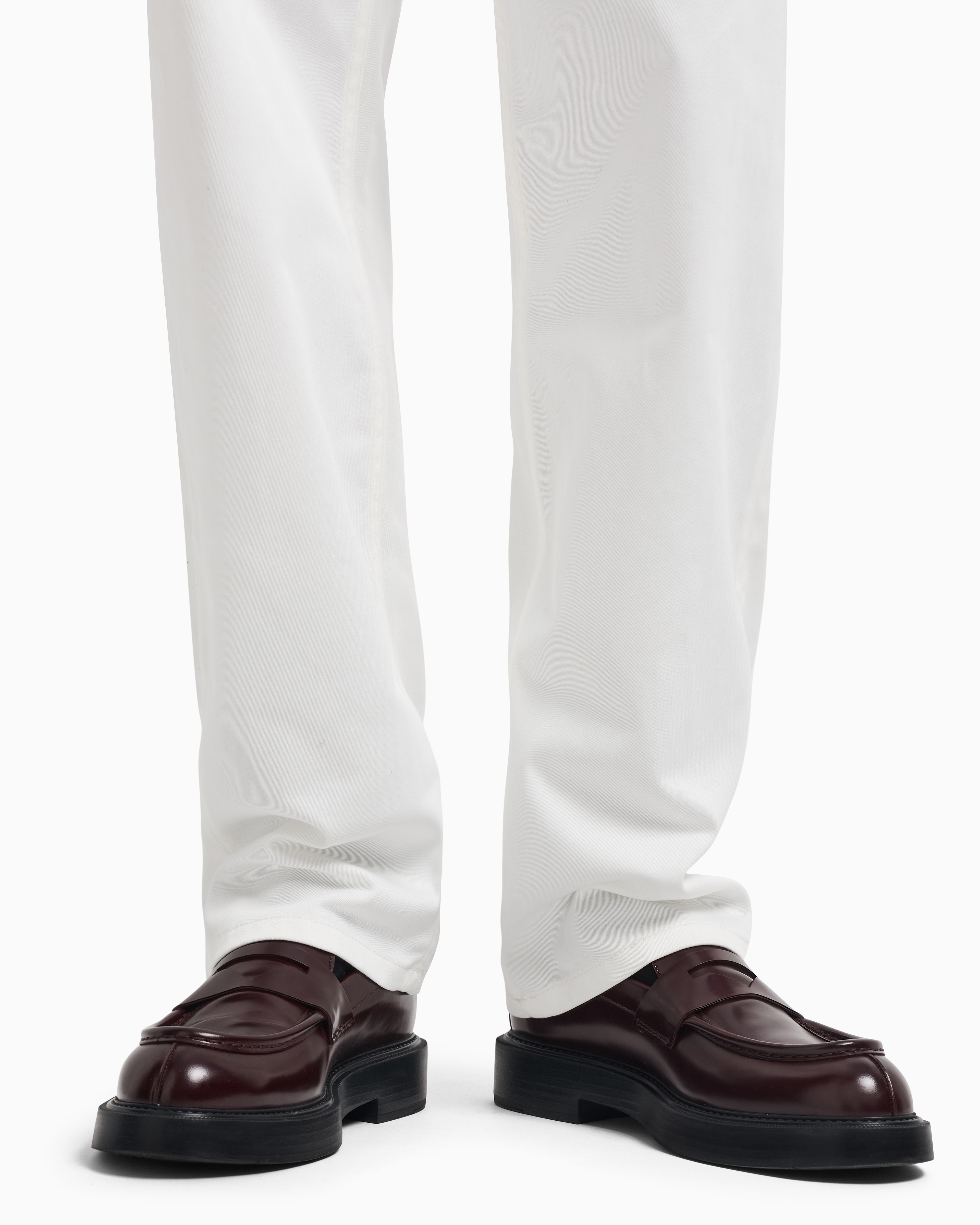 Emporio Armani - ASV Icon five-pocket stretch organic crêpe gabardine trousers, Man, White, Size: