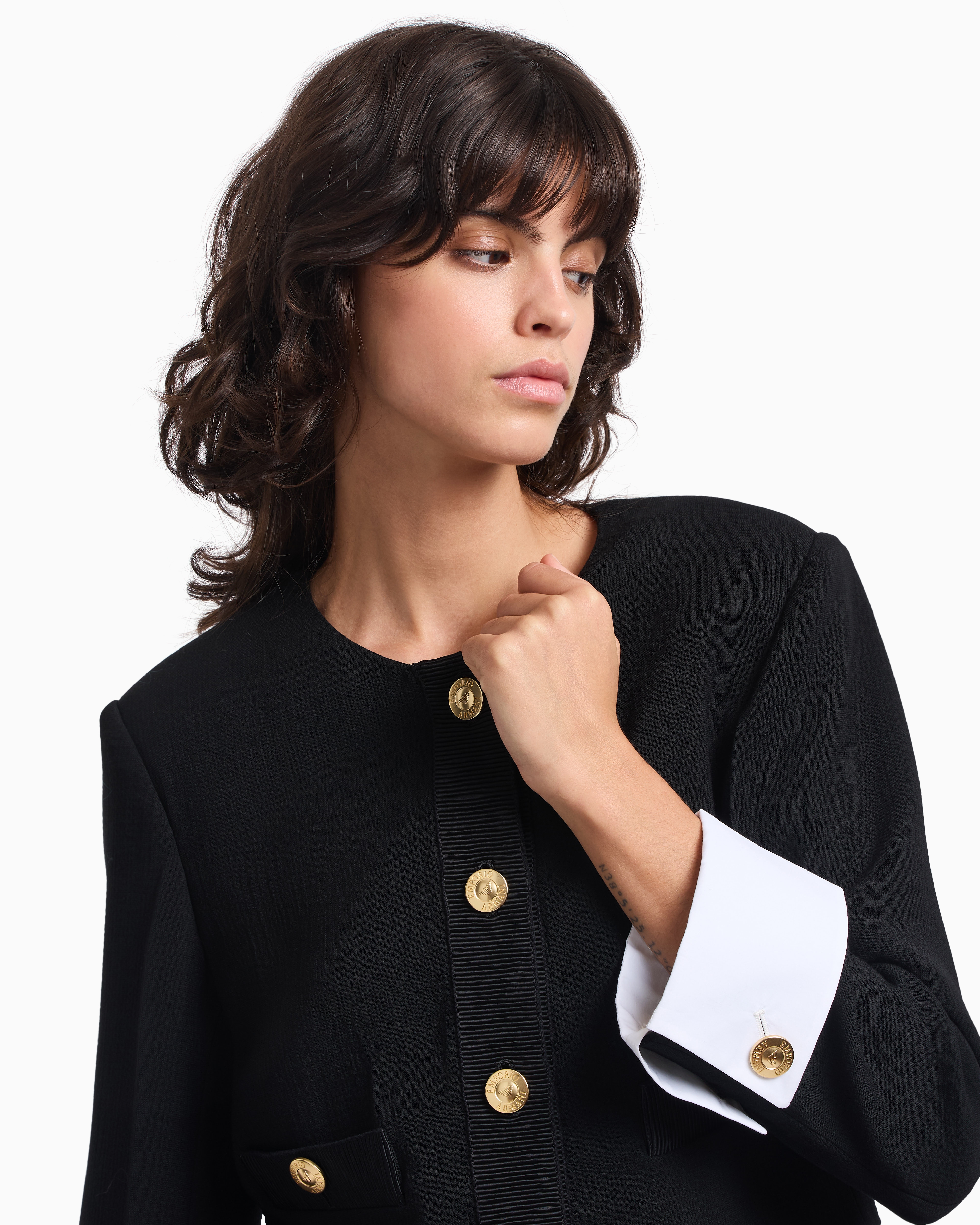 Emporio Armani Veste À Simple Boutonnage En Mélange De Laine Vierge In Black