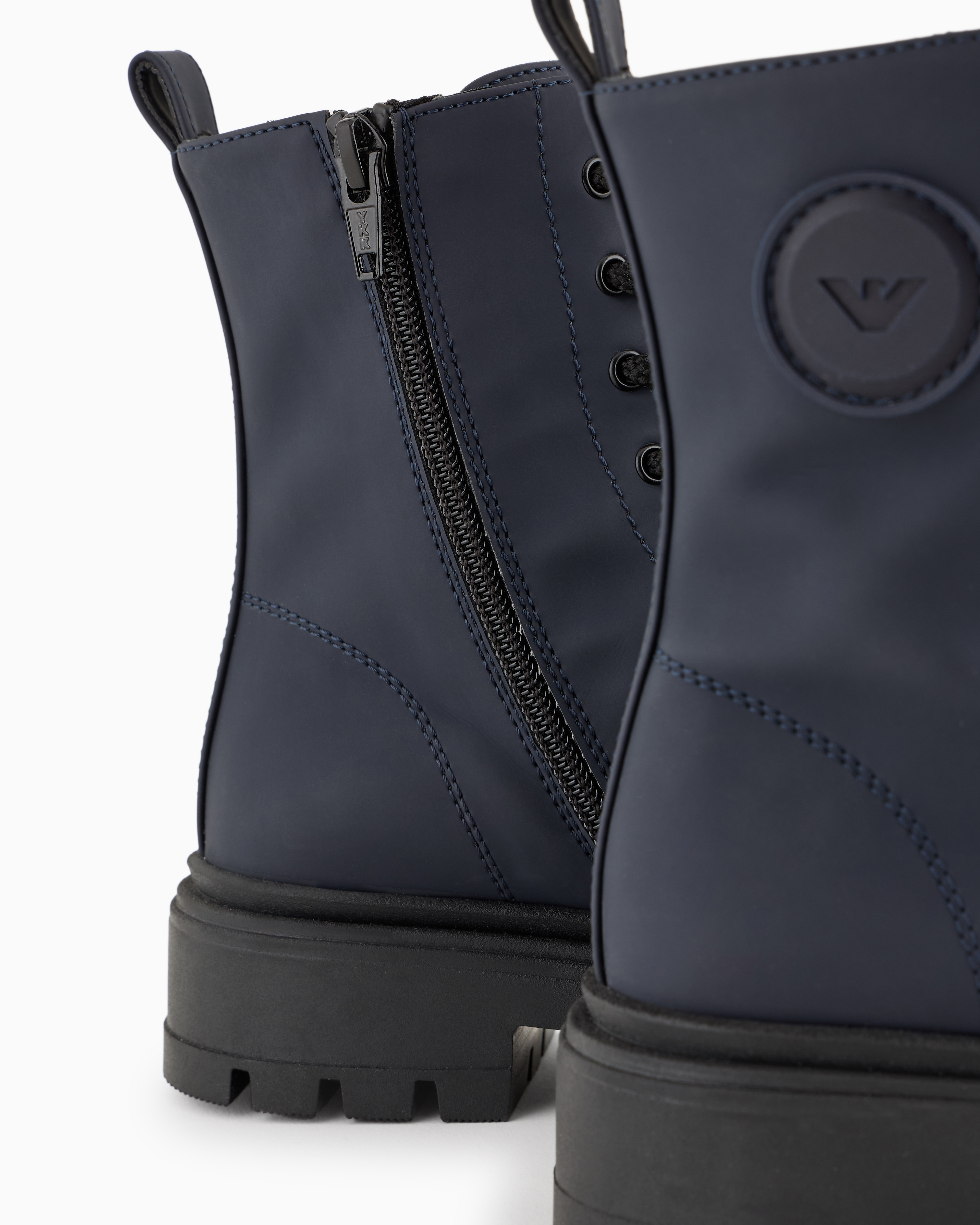 Emporio Armani - Rubber lace-up ankle boots, Boy, Navy Blue, Size: