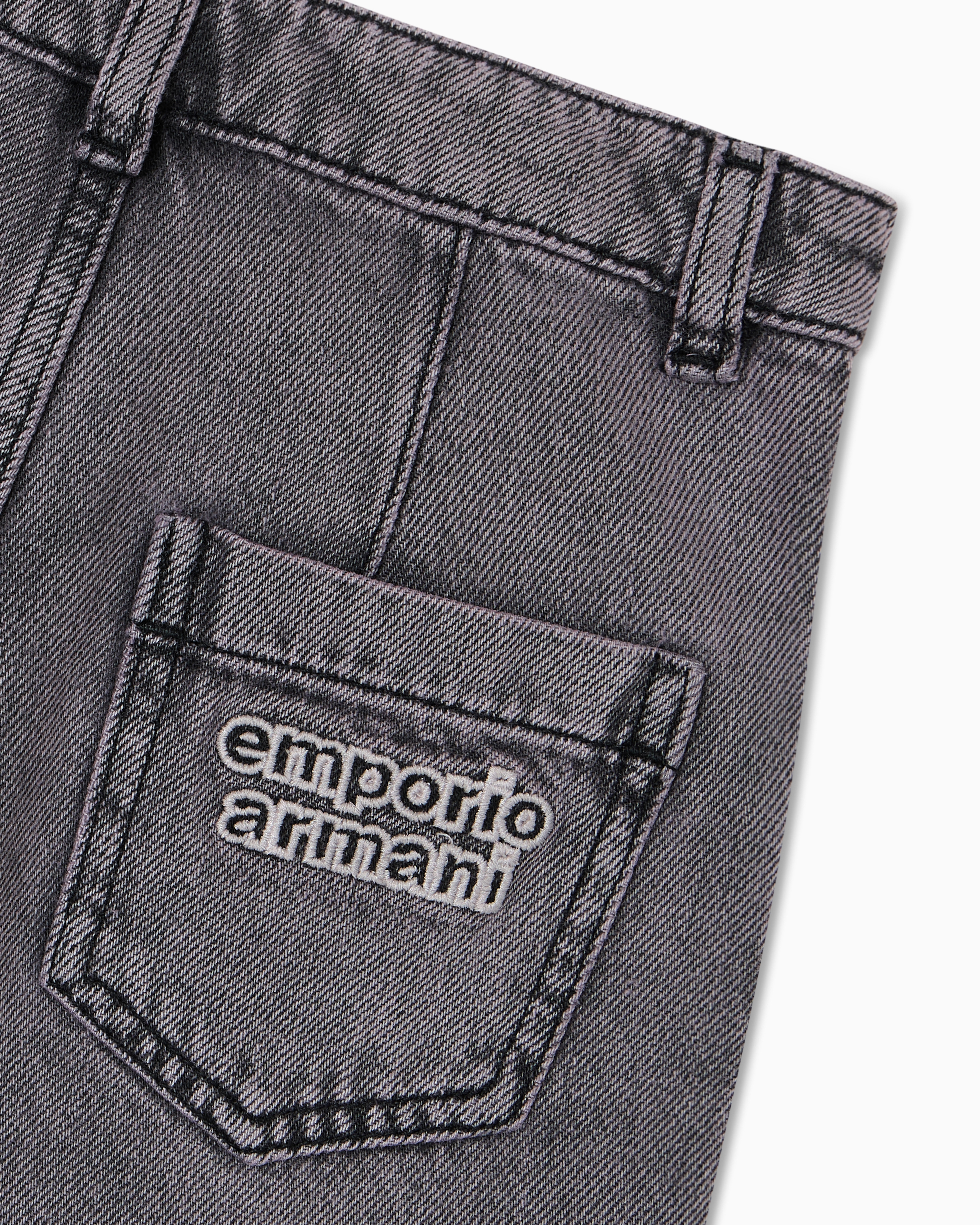 Emporio Armani - Wide-leg jeans garment-dyed comfort denim, Girl, Black, Size: