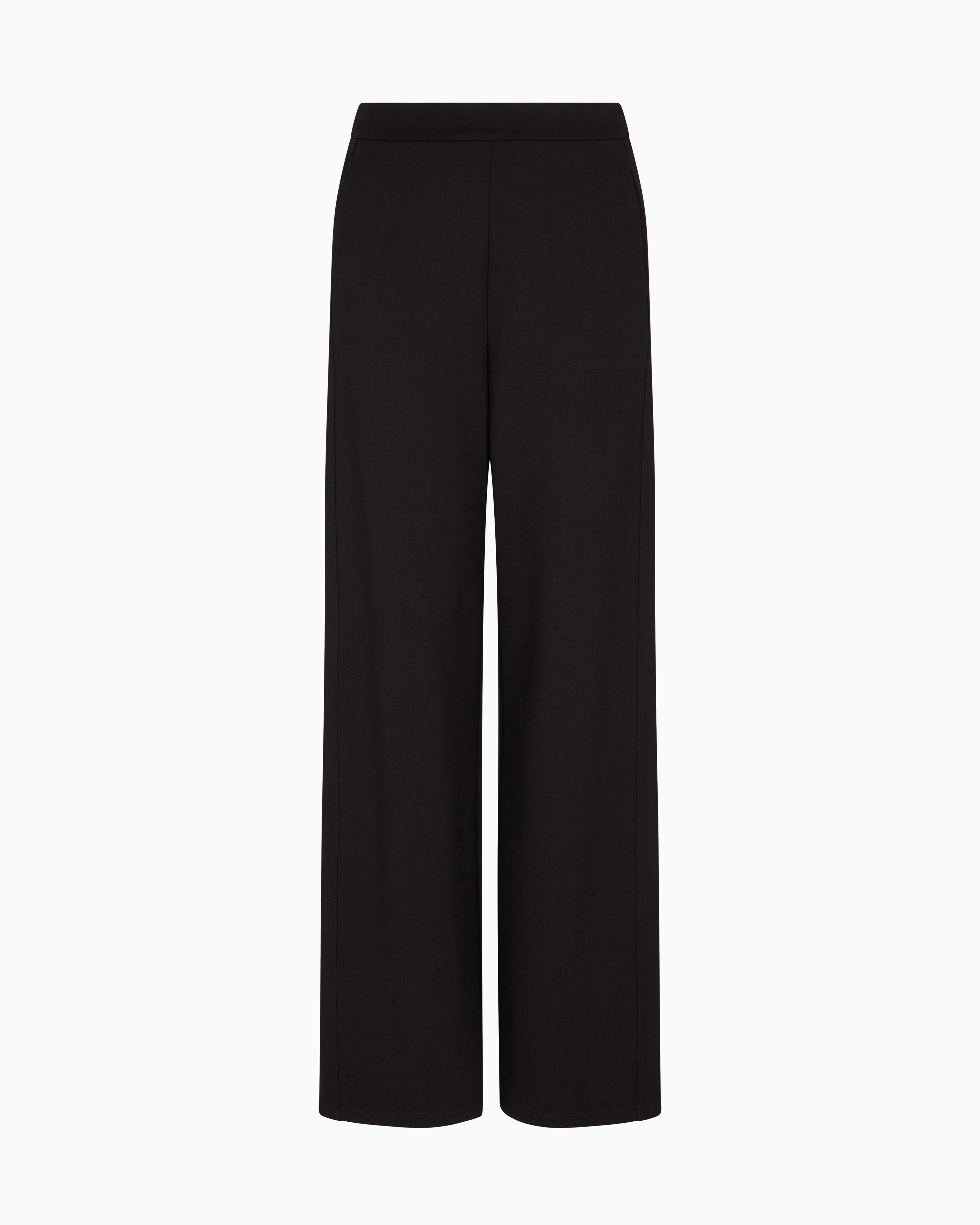 Emporio Armani - Travel Essentials capsule collection interlock jersey trousers, Woman, Black, Size: