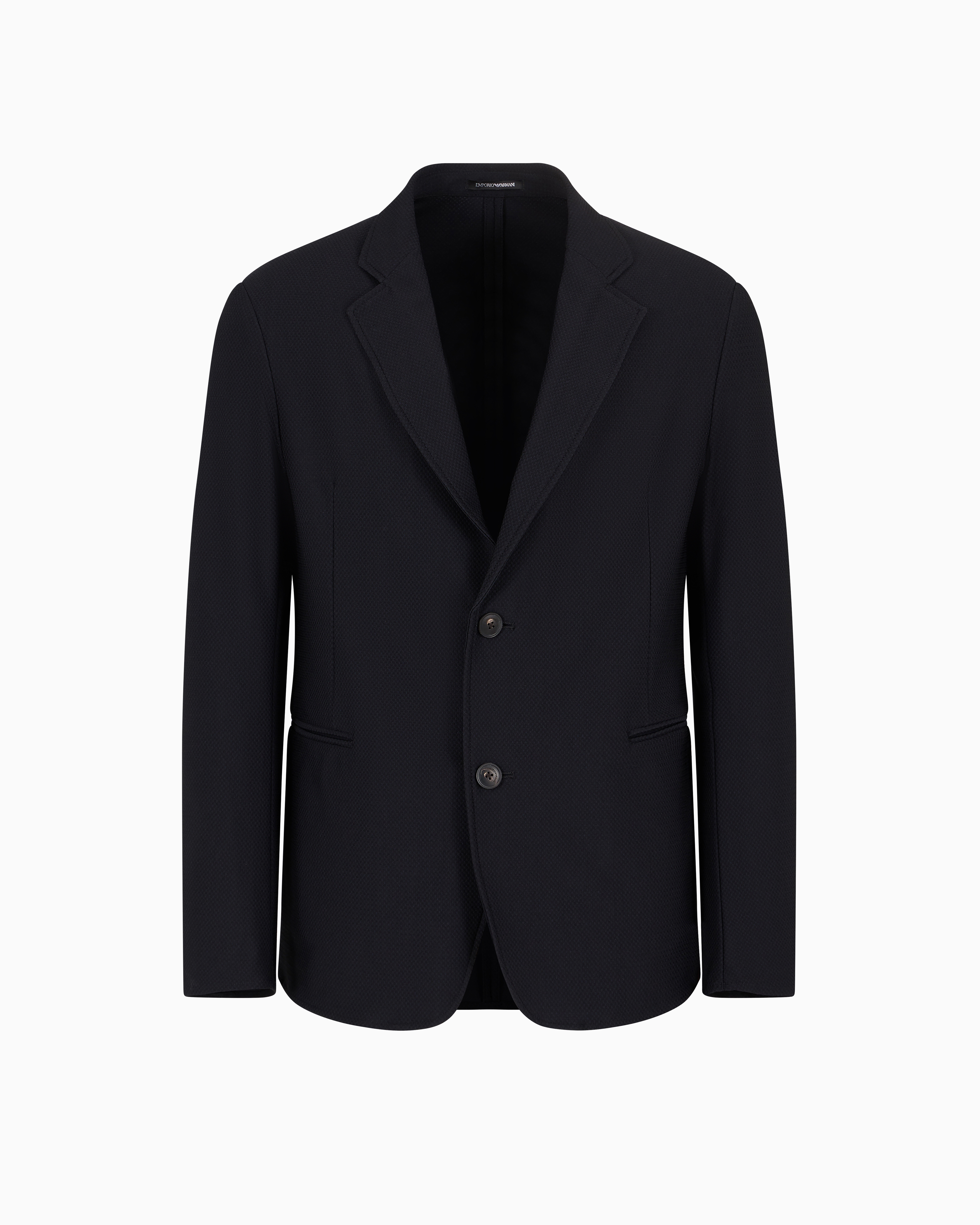 Emporio Armani - Single-breasted jacket technical jersey with a 3D micro-textured effect, Man, Navy Blue, Size: