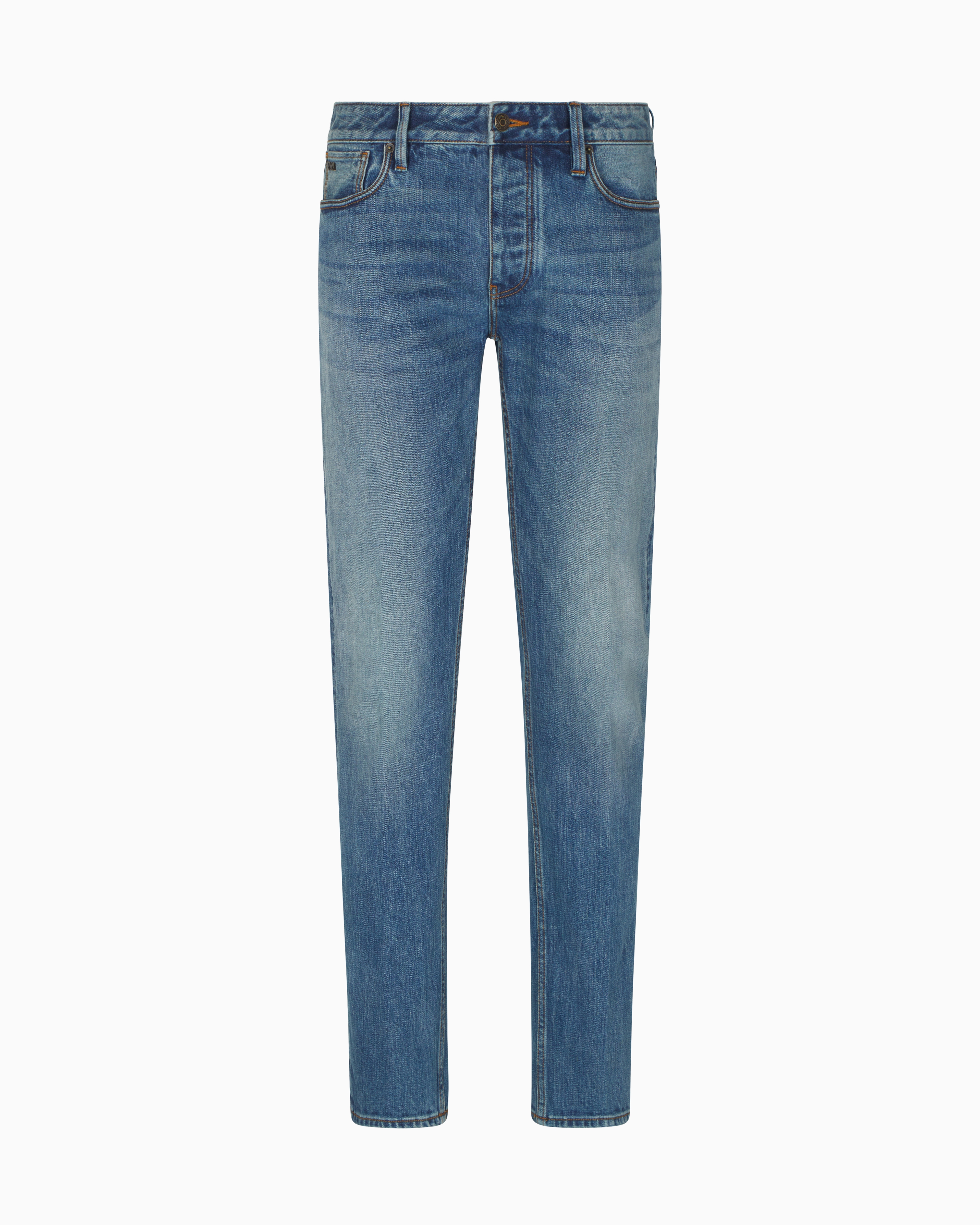 Emporio Armani - J75 slim-fit, stone-washed stretch-denim jeans, Man, Blue, Size: