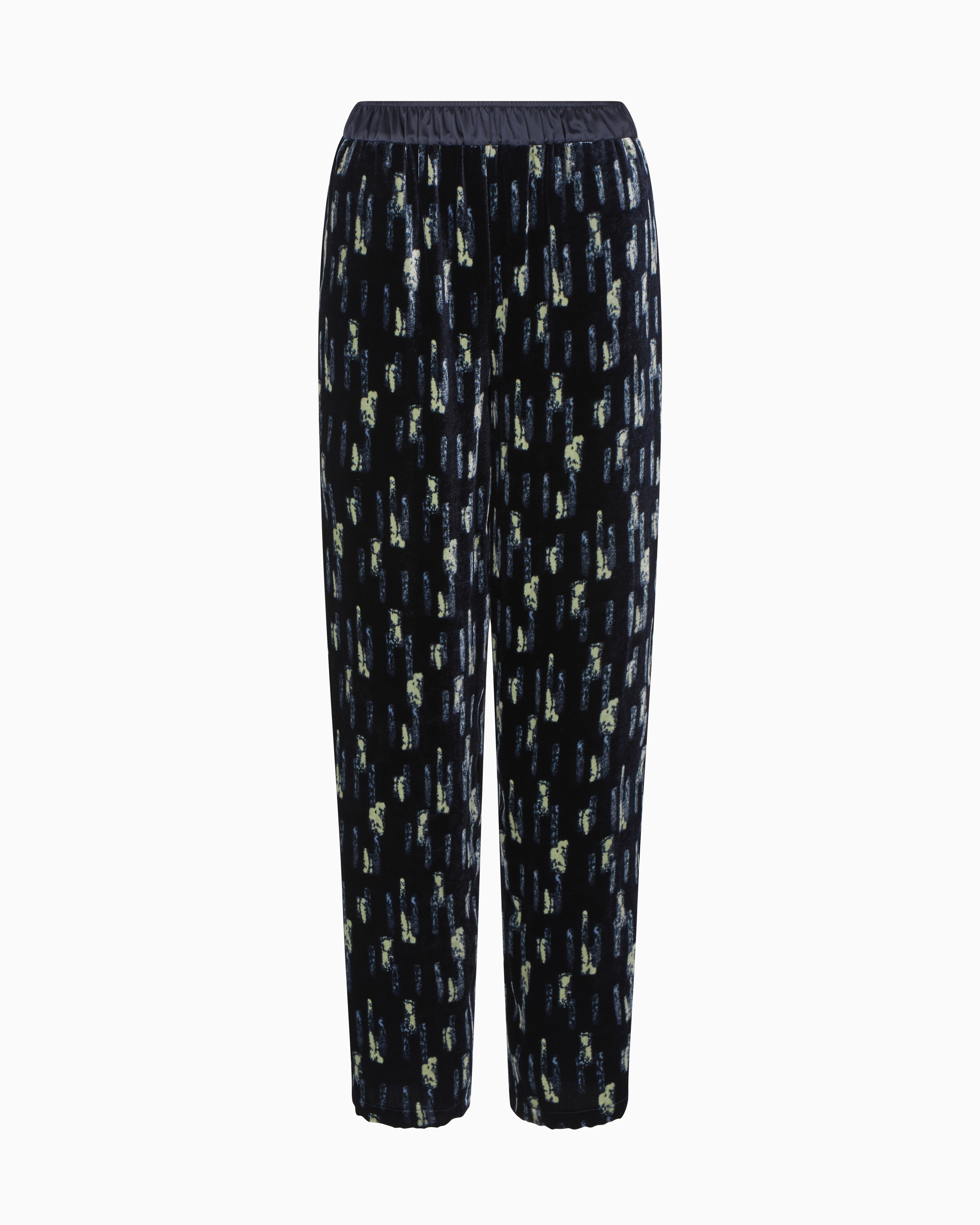 Emporio Armani - Printed velvet trousers, Woman, Navy Blue, Size: