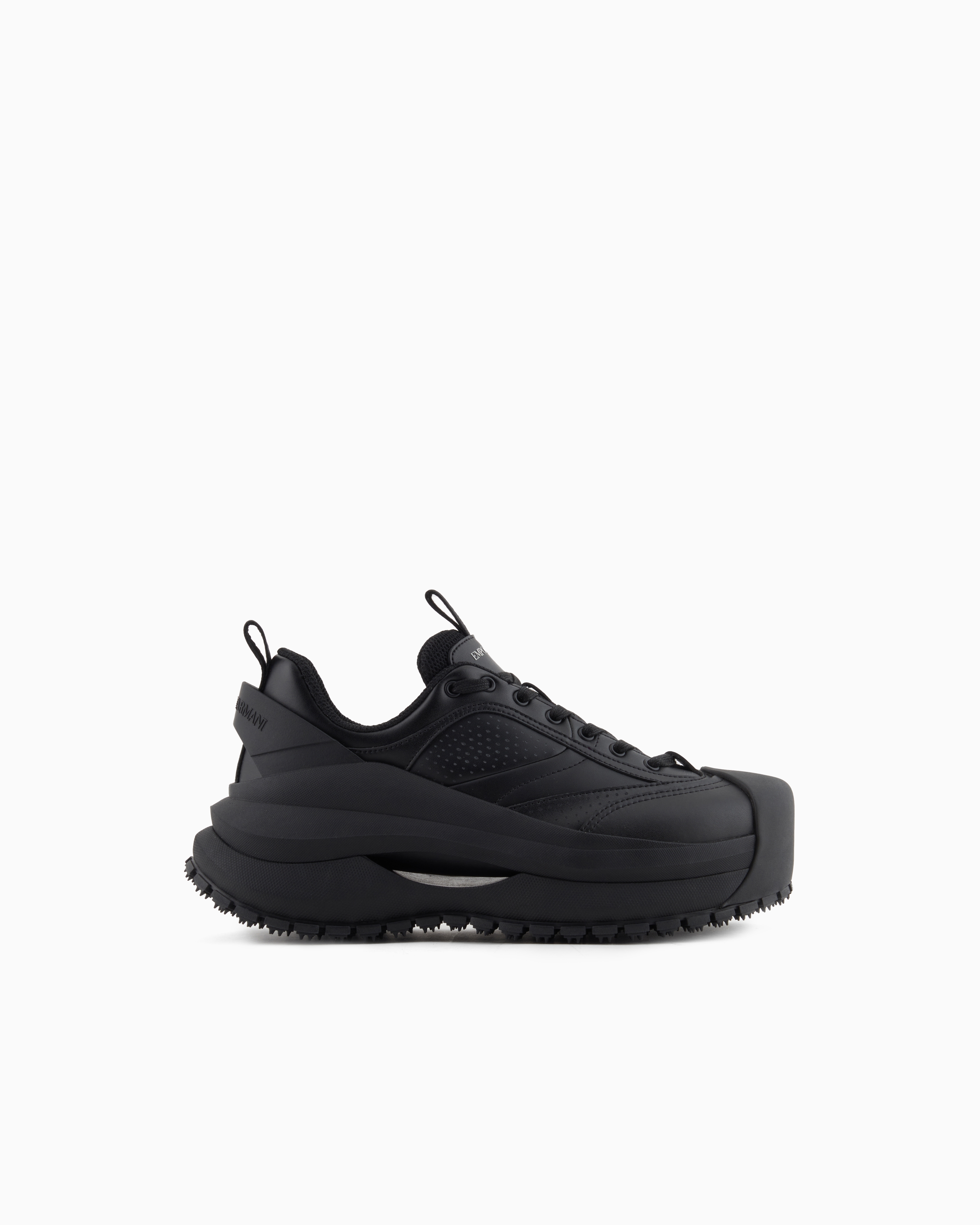 Emporio Armani - Chunky leather sneakers, Man, Black, Size: