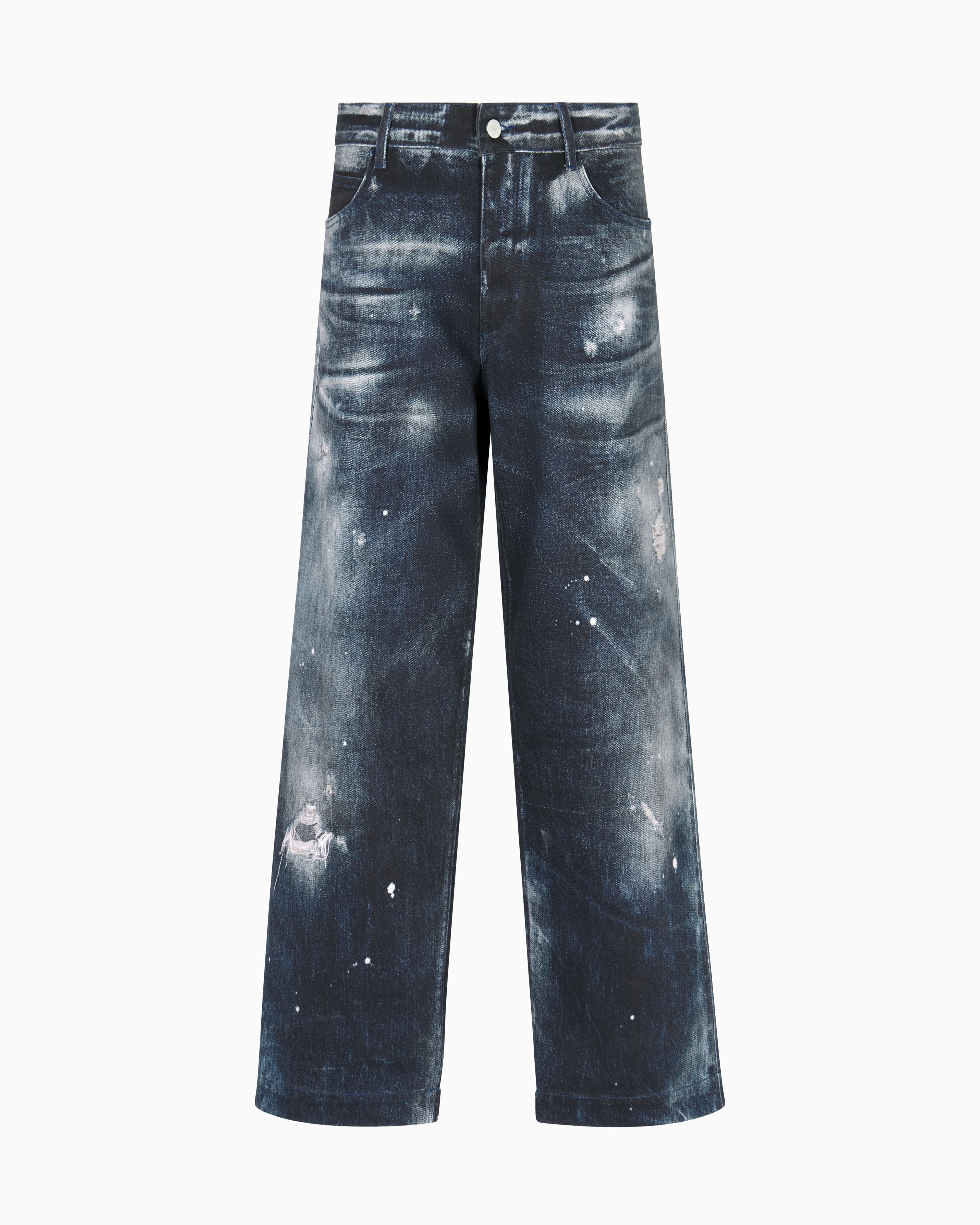 Emporio Armani - New York Capsule Collection jeans printed organic drill, Man, Blue, Size: