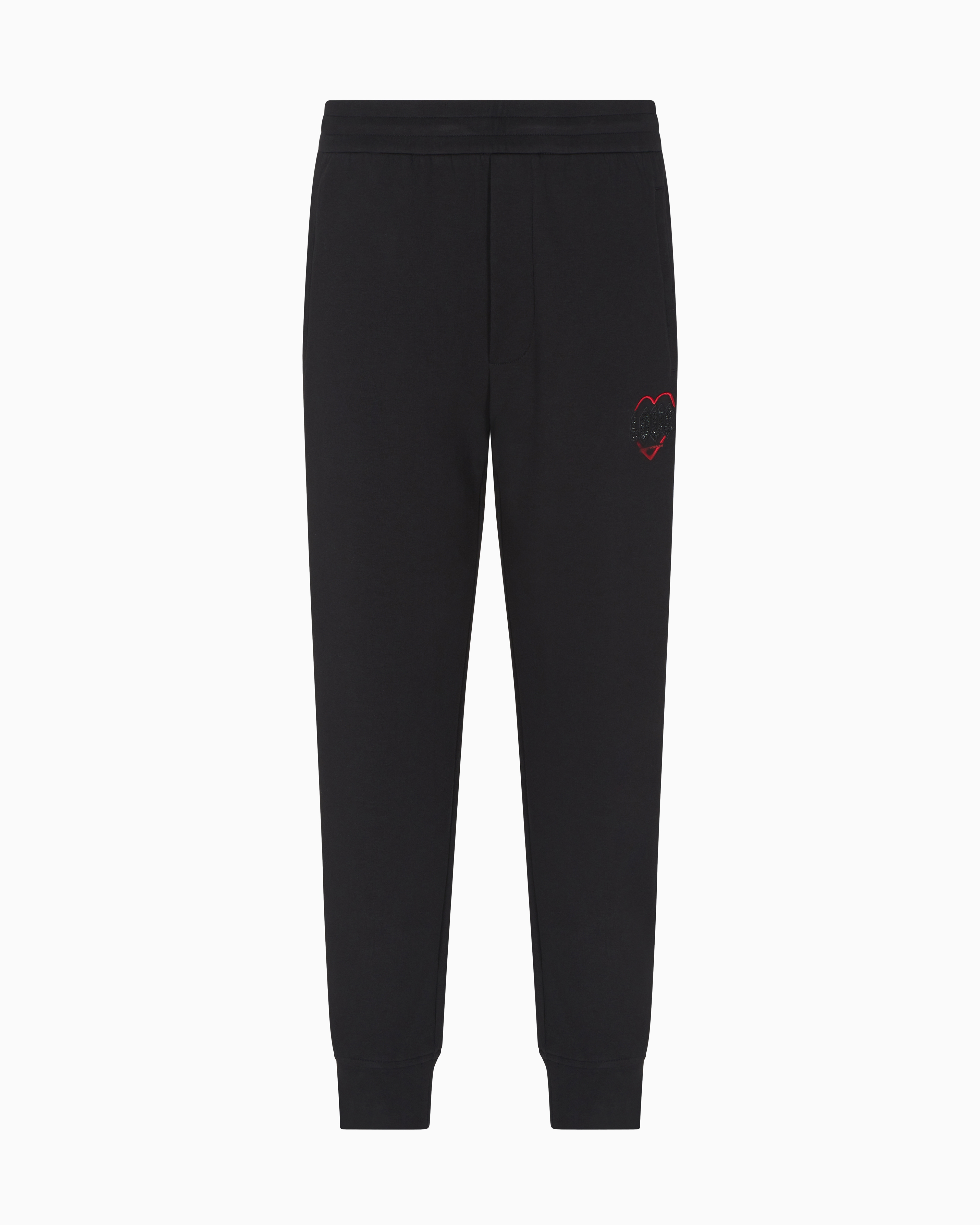 Emporio Armani - ASV Valentine’s Day Capsule Collection double-jersey joggers, Man, Black, Size: