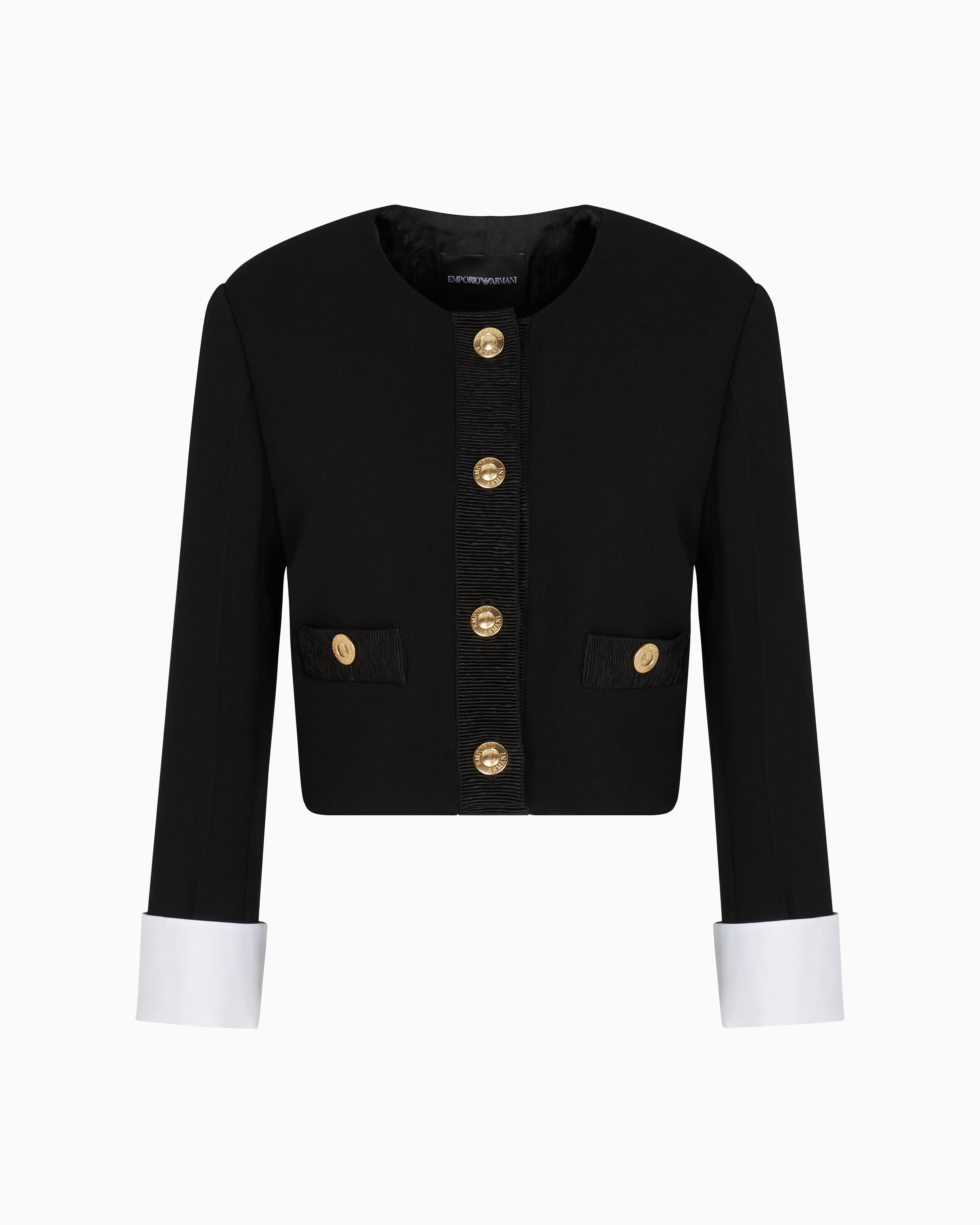 Emporio Armani Veste À Simple Boutonnage En Mélange De Laine Vierge In Black