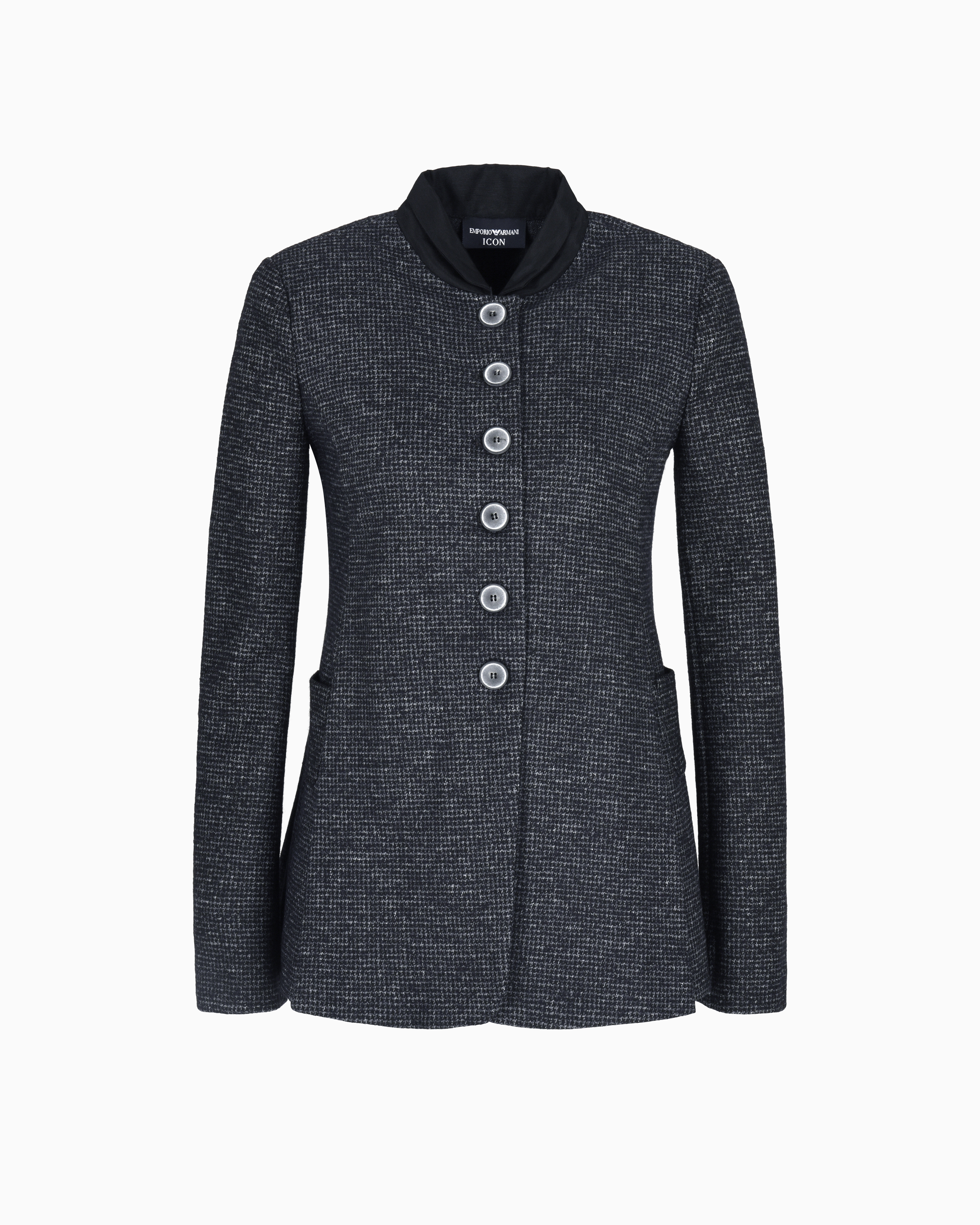 Emporio Armani - Icon houndstooth cloth single-breasted jacket, Woman, Black, Size: