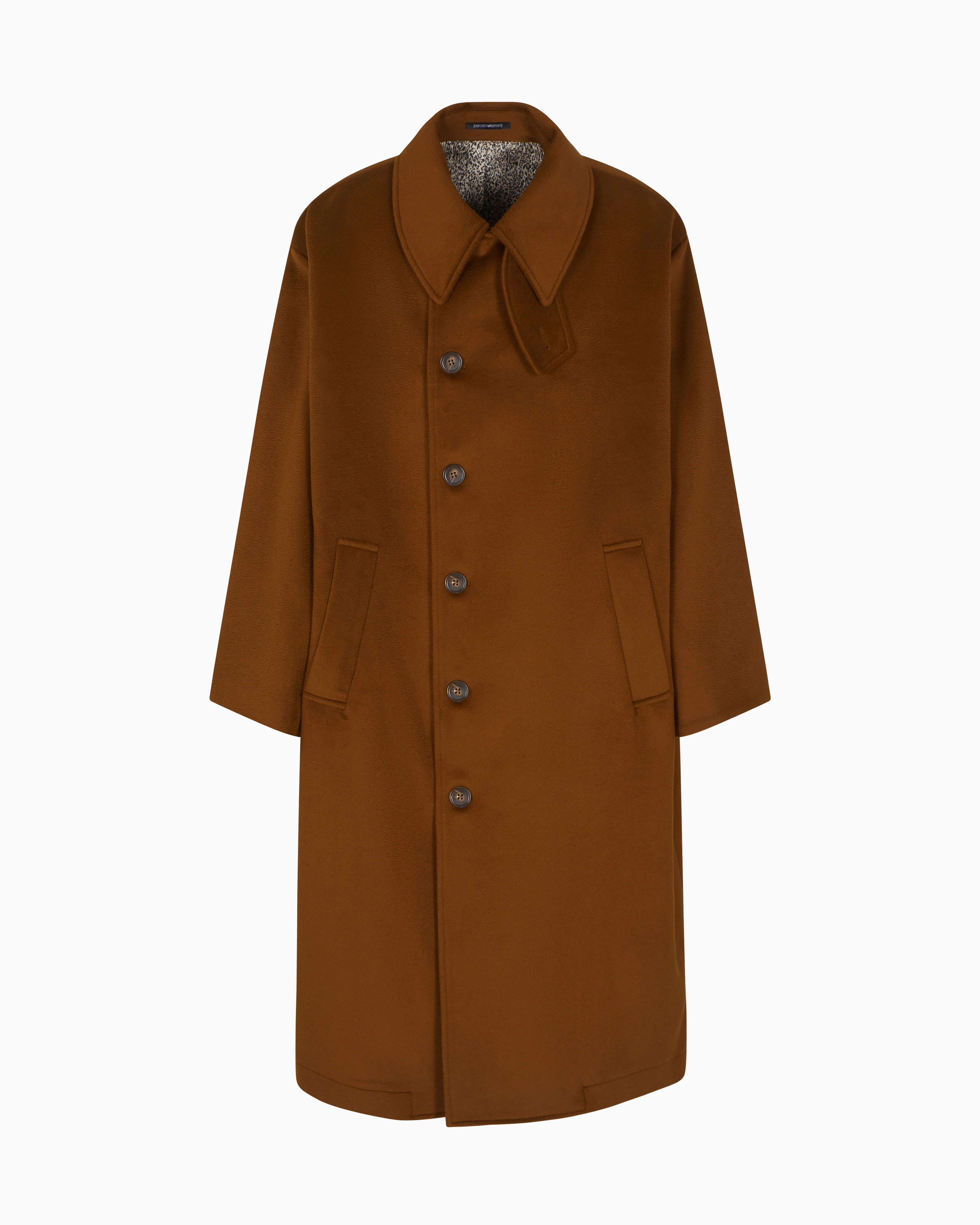 Emporio Armani - Coat virgin wool with a zibeline finish, Man, Brown, Size: