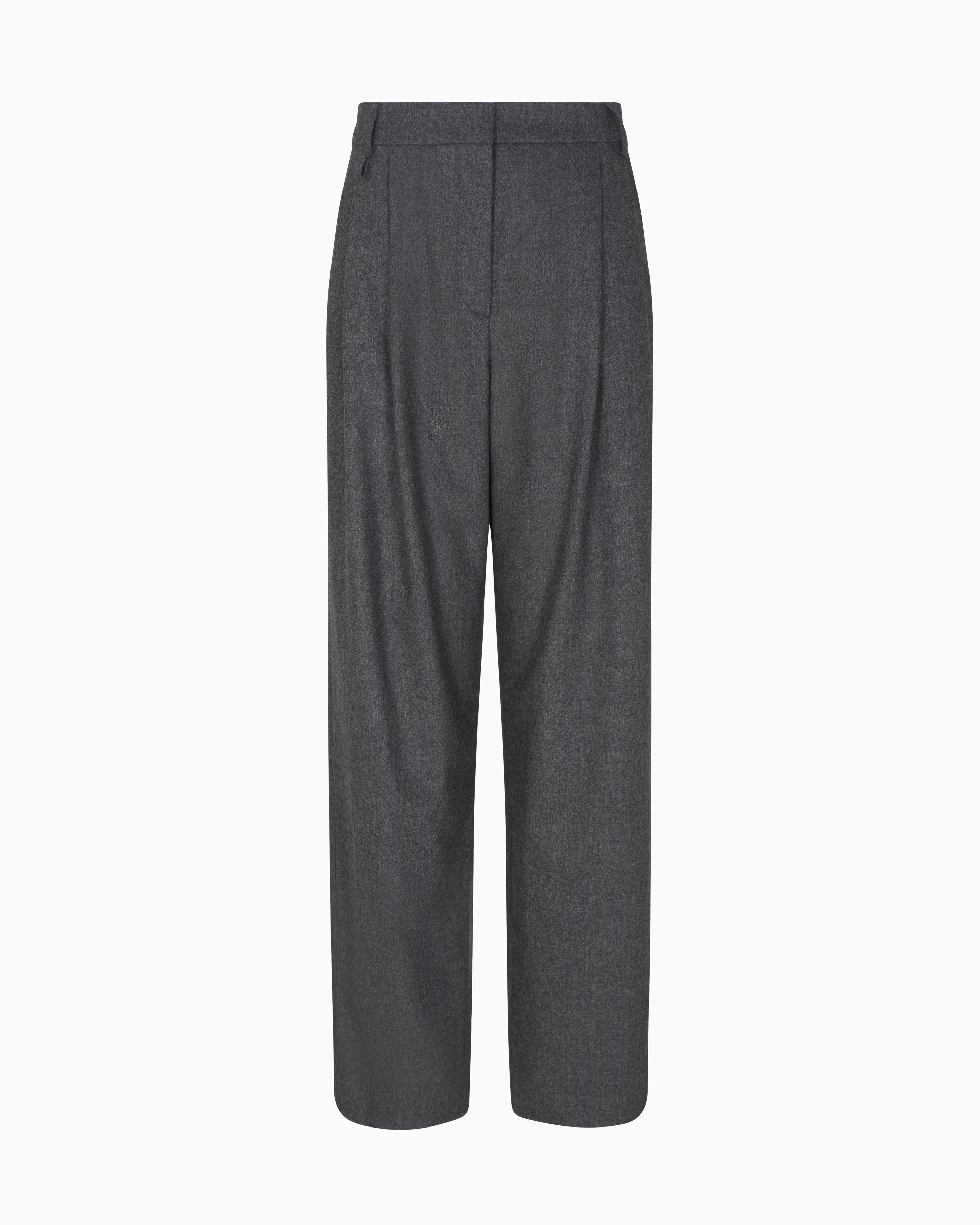 Emporio Armani - Icon wool flannel trousers with pleats, Woman, Grey, Size: