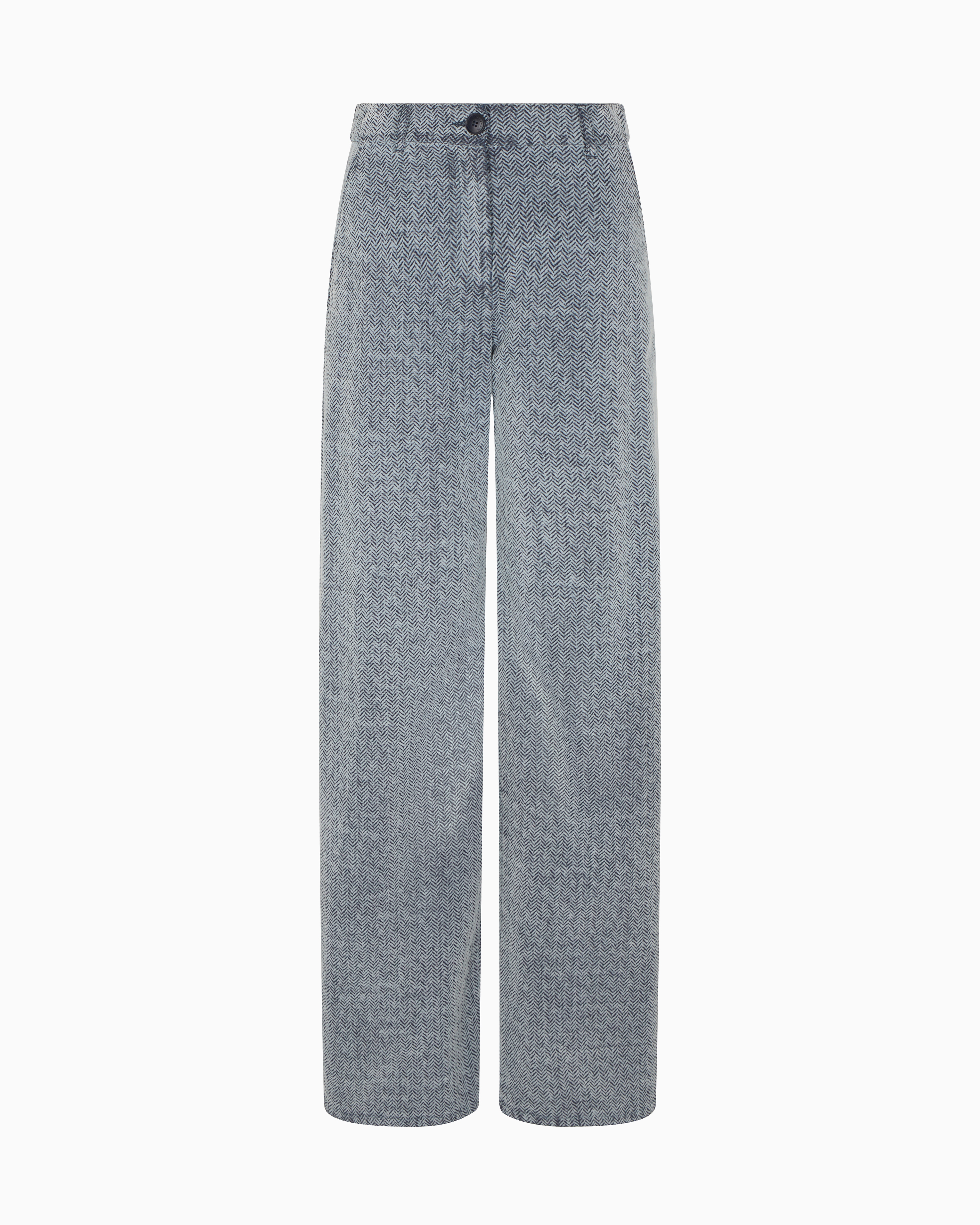 Emporio Armani - Flocked denim trousers with all-over chevron motif, Woman, Size: