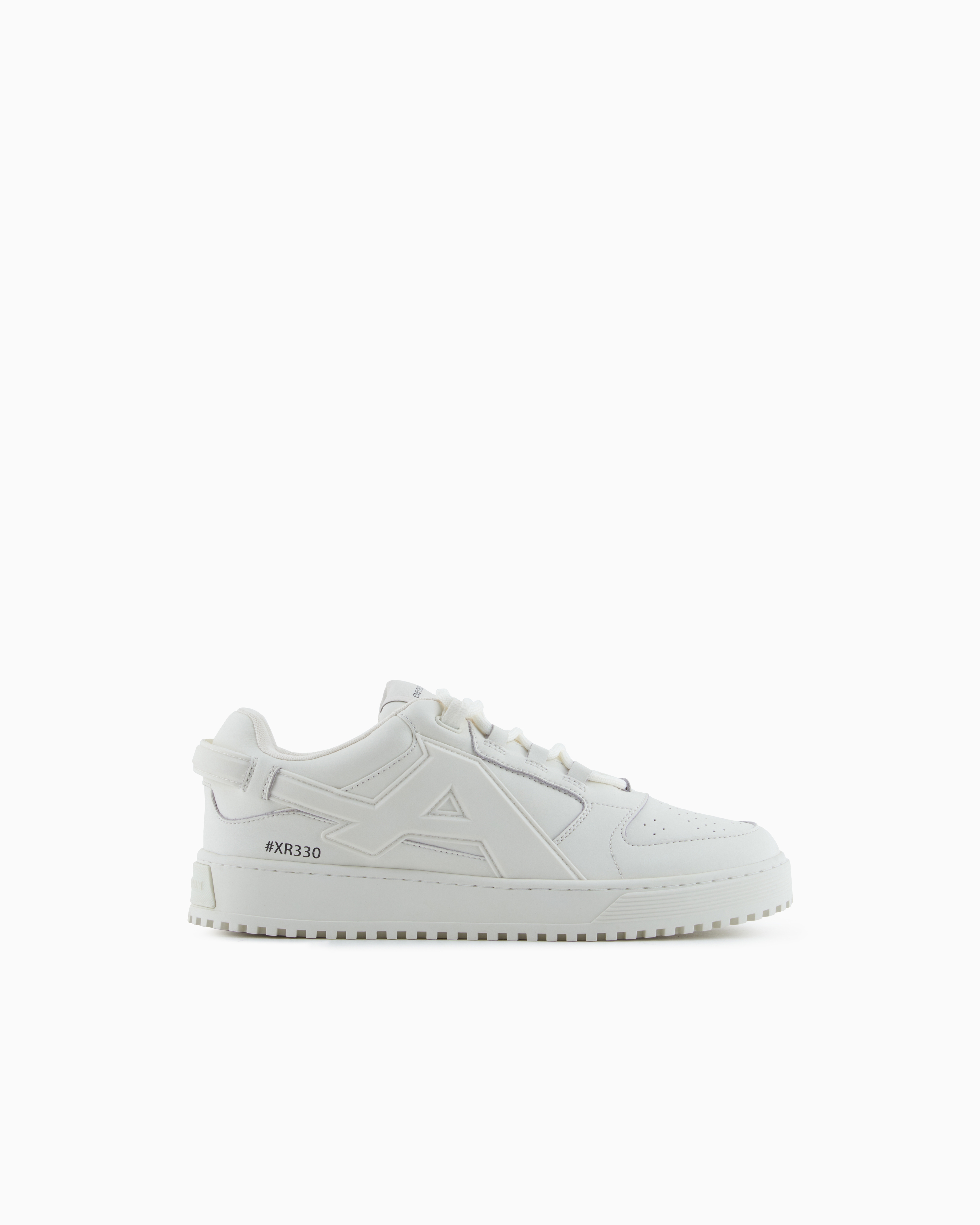 Emporio Armani White Leather Sneakers With Oversized Ea Patch