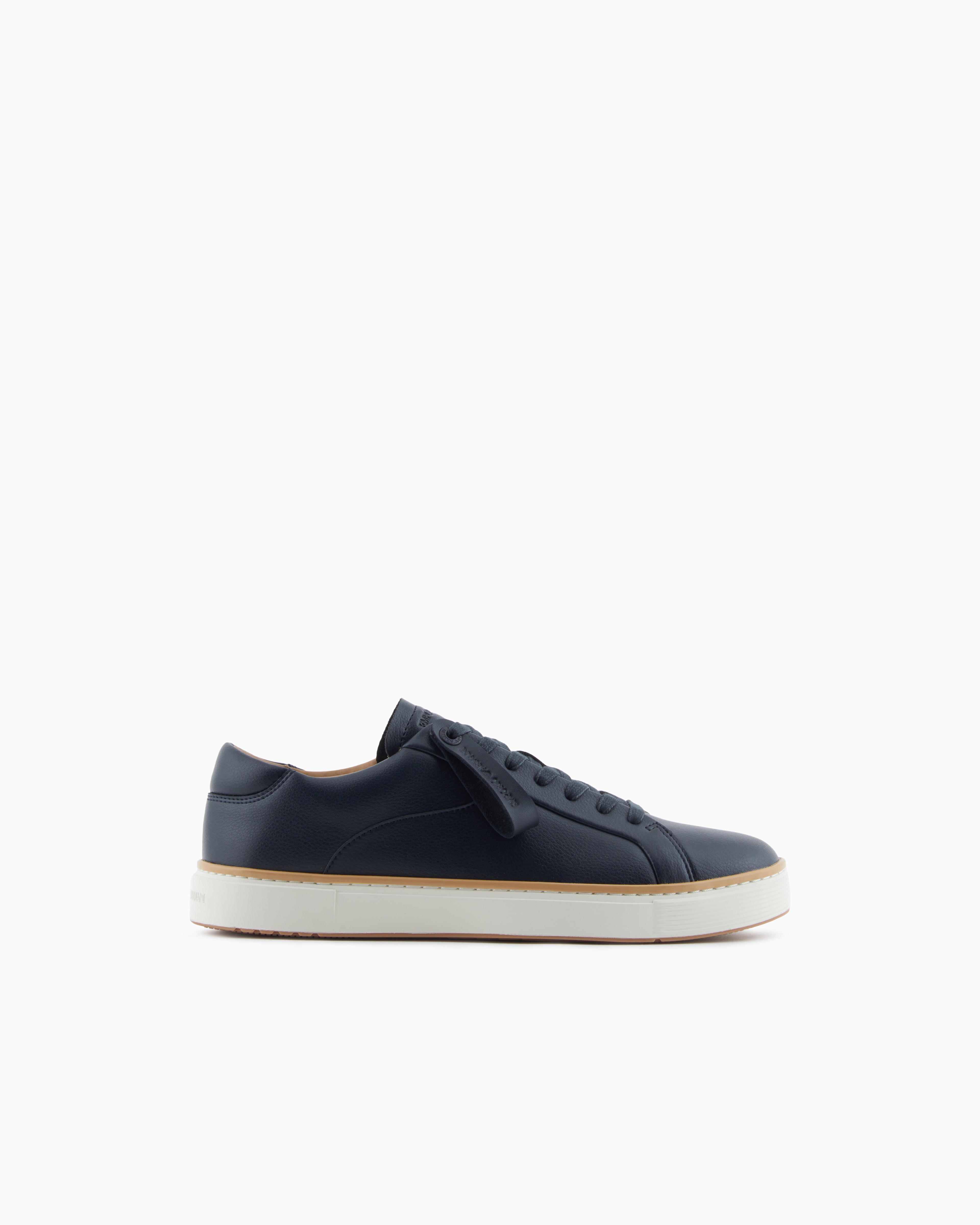 Emporio Armani - Leather sneakers with a contrasting welt, Man, Navy Blue, Size: