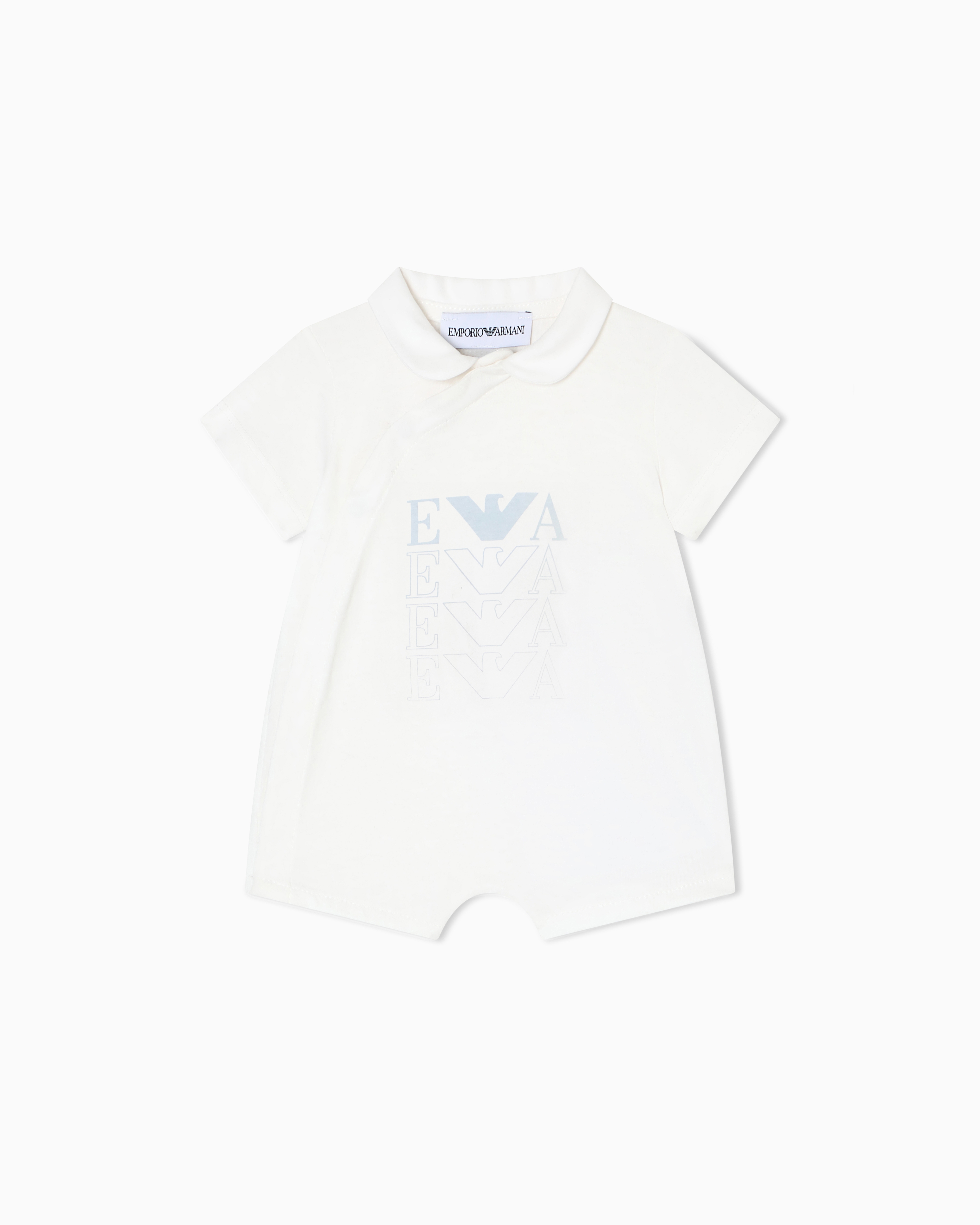 Emporio Armani - Short-sleeved jersey onesie with op-art eagles, Unisex Junior, Light Blue, Size: