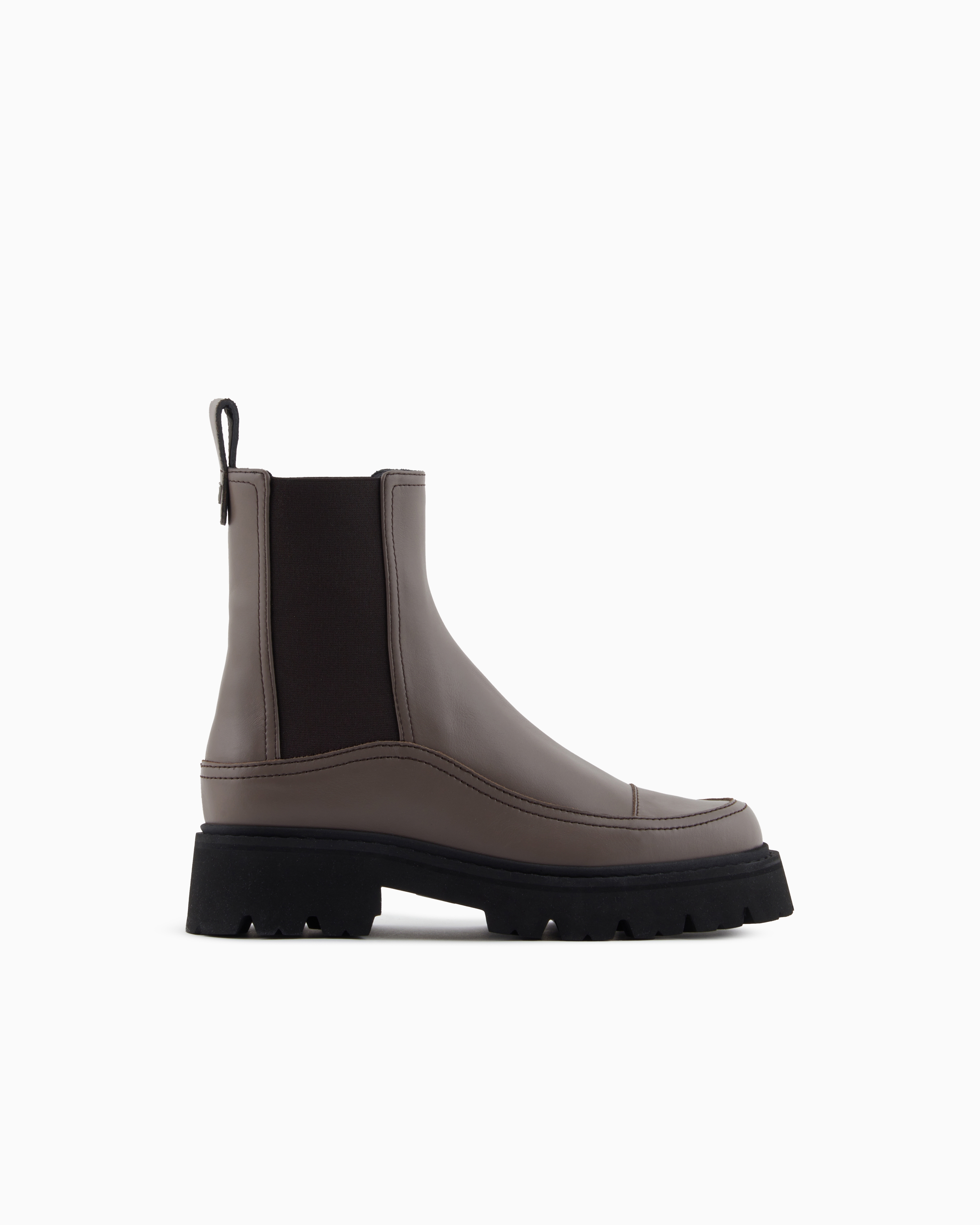 Emporio Armani - Leather Beatle boots, Woman, Taupe, Size: