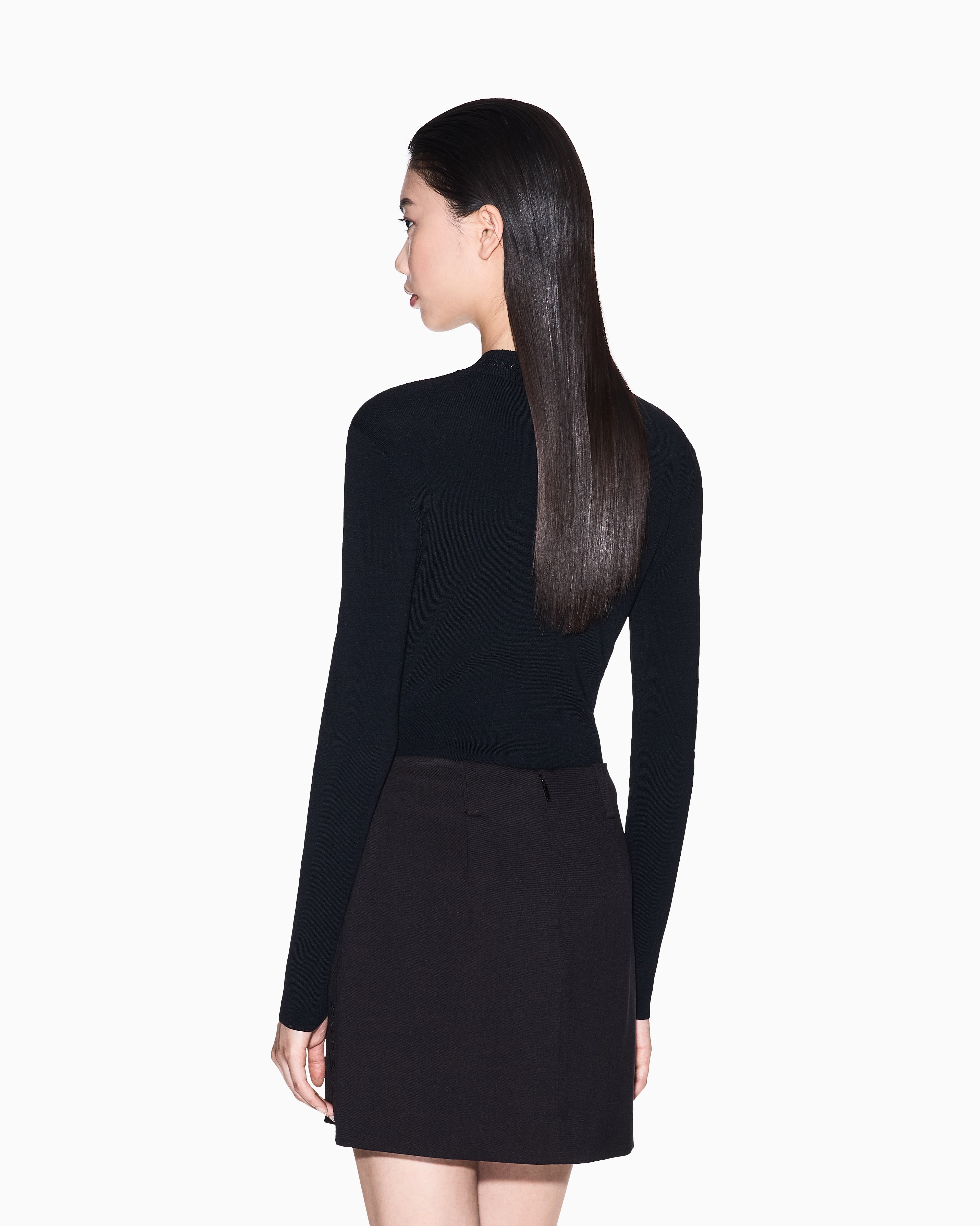 Armani Exchange - Wide rib sweater, Woman, Black, Size: