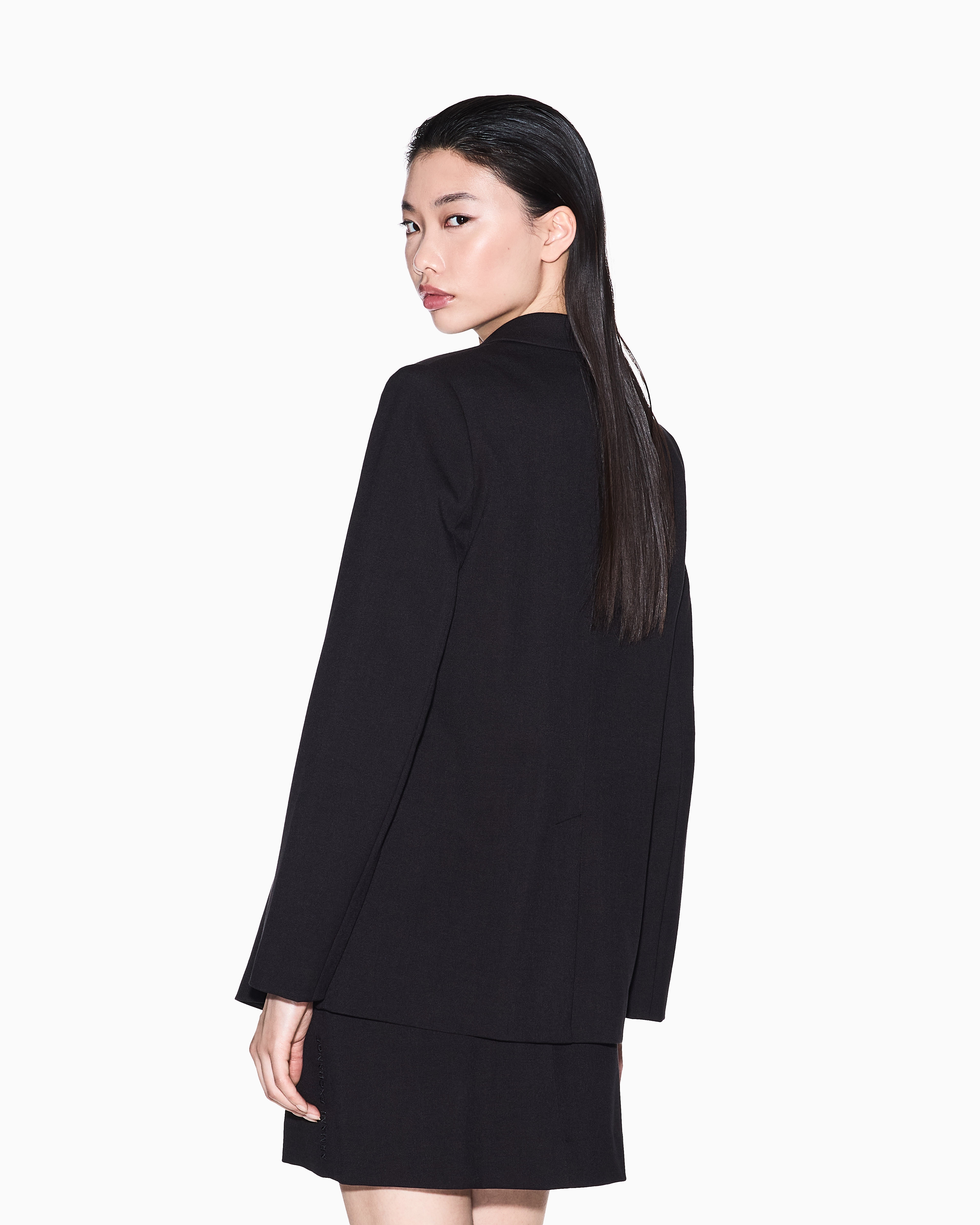 Armani Exchange - Single breasted jacket with one button, Woman, Black, Size: