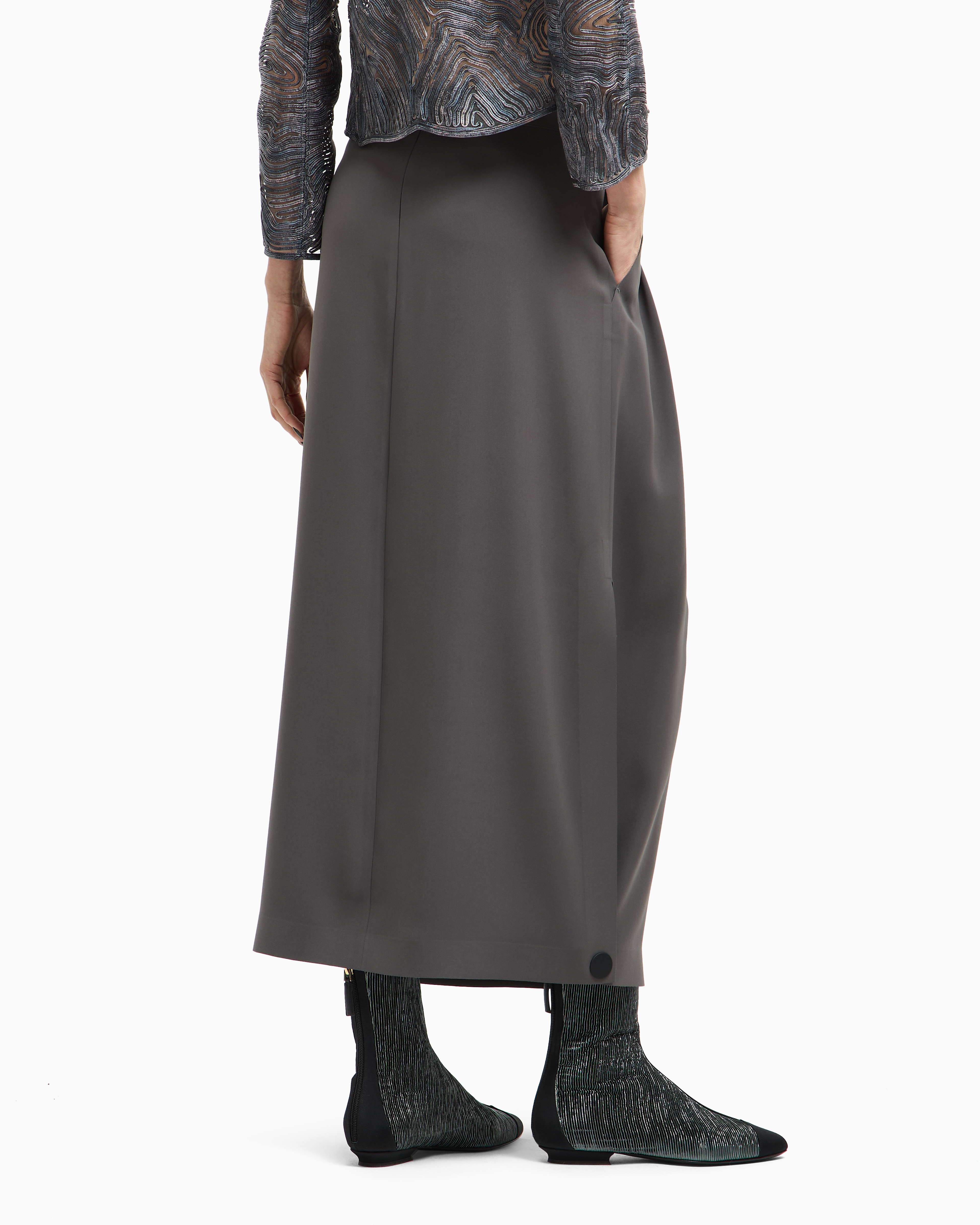 (ジョルジオアルマーニ 絹　ロングスカート スリット ダークブラウン M〜L undefined