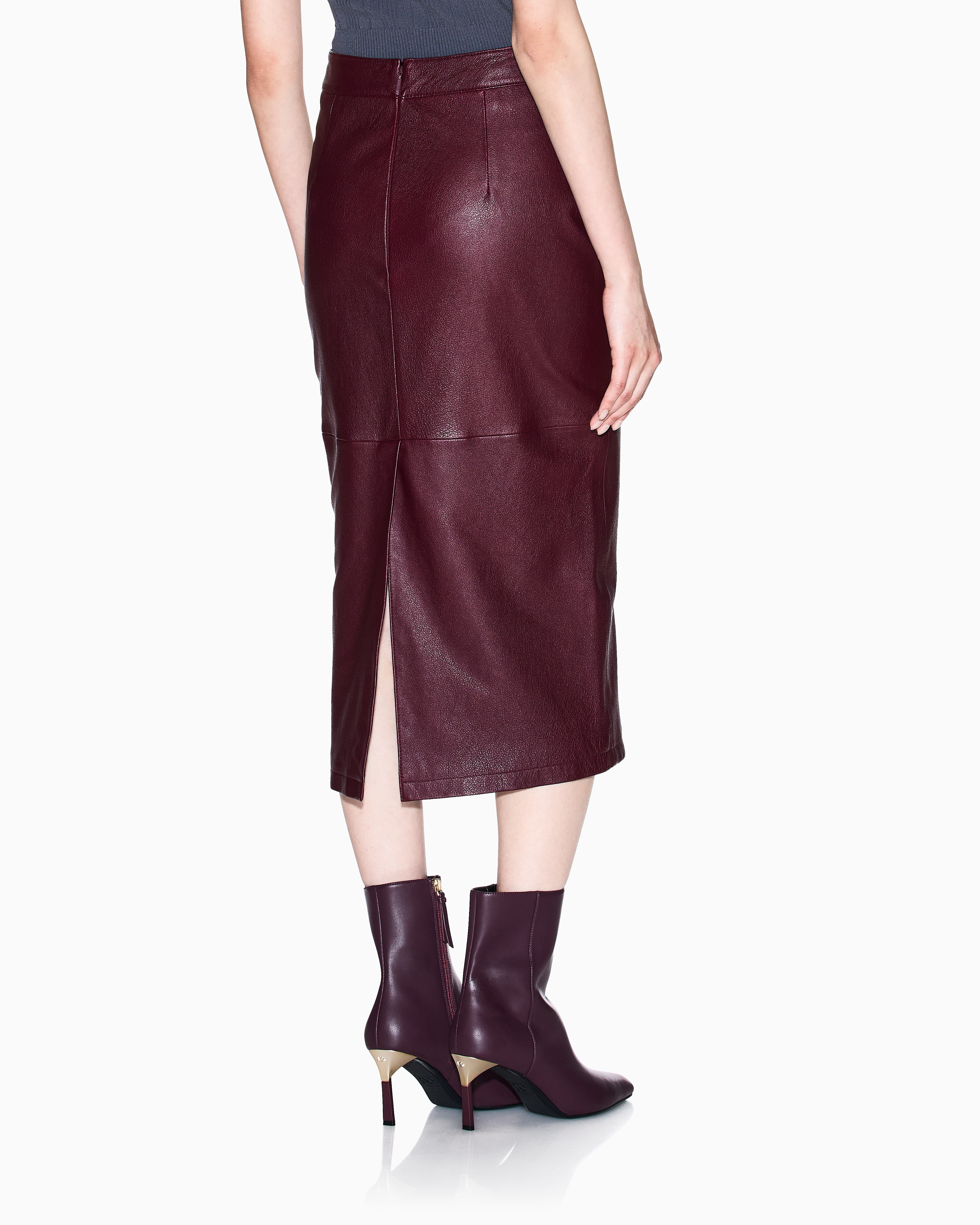 Armani Exchange - LEATHER MIDI SKIRT, Woman, Burgundy, Size: 4