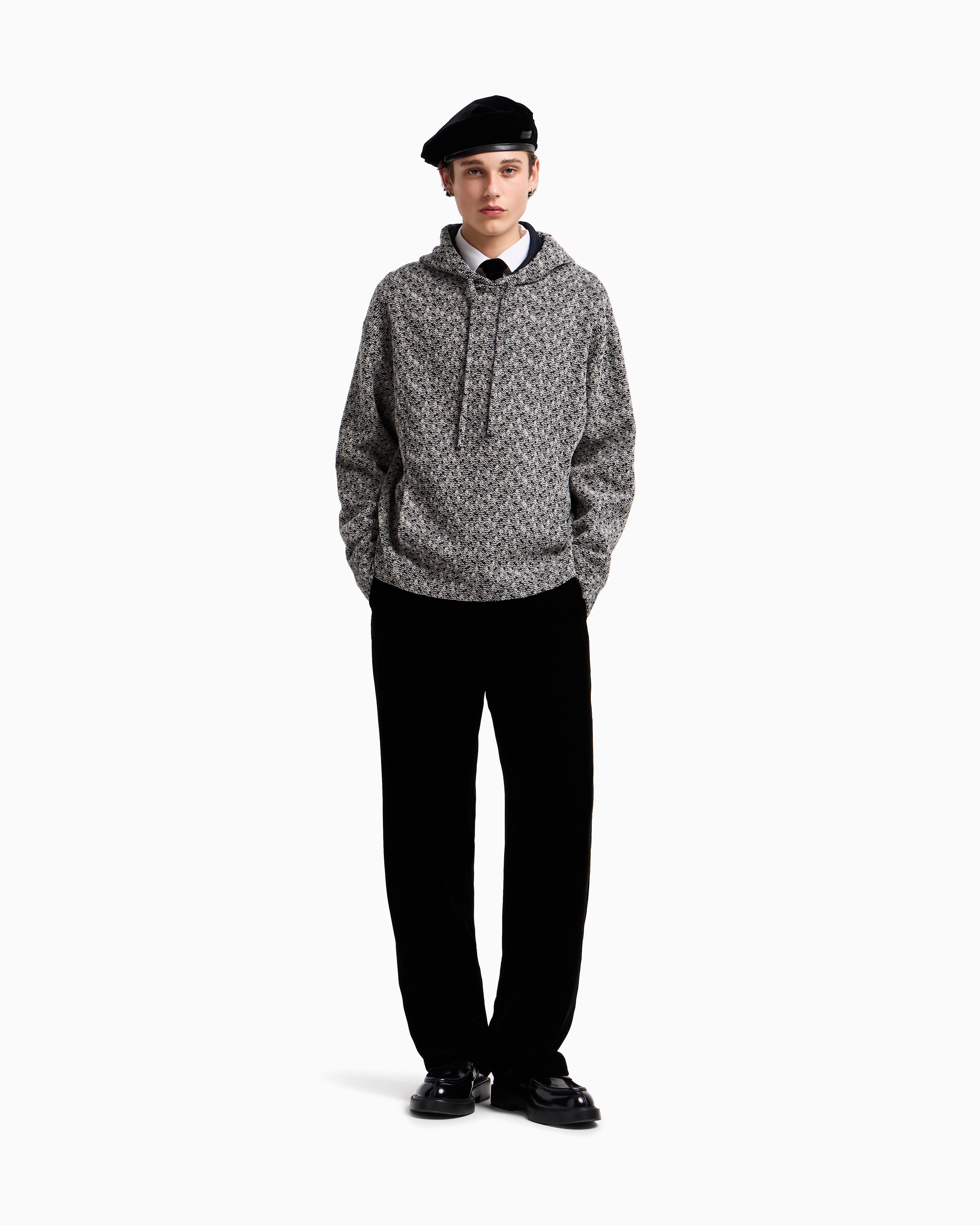 Emporio Armani - Icon smooth velvet trousers, Man, Black, Size: