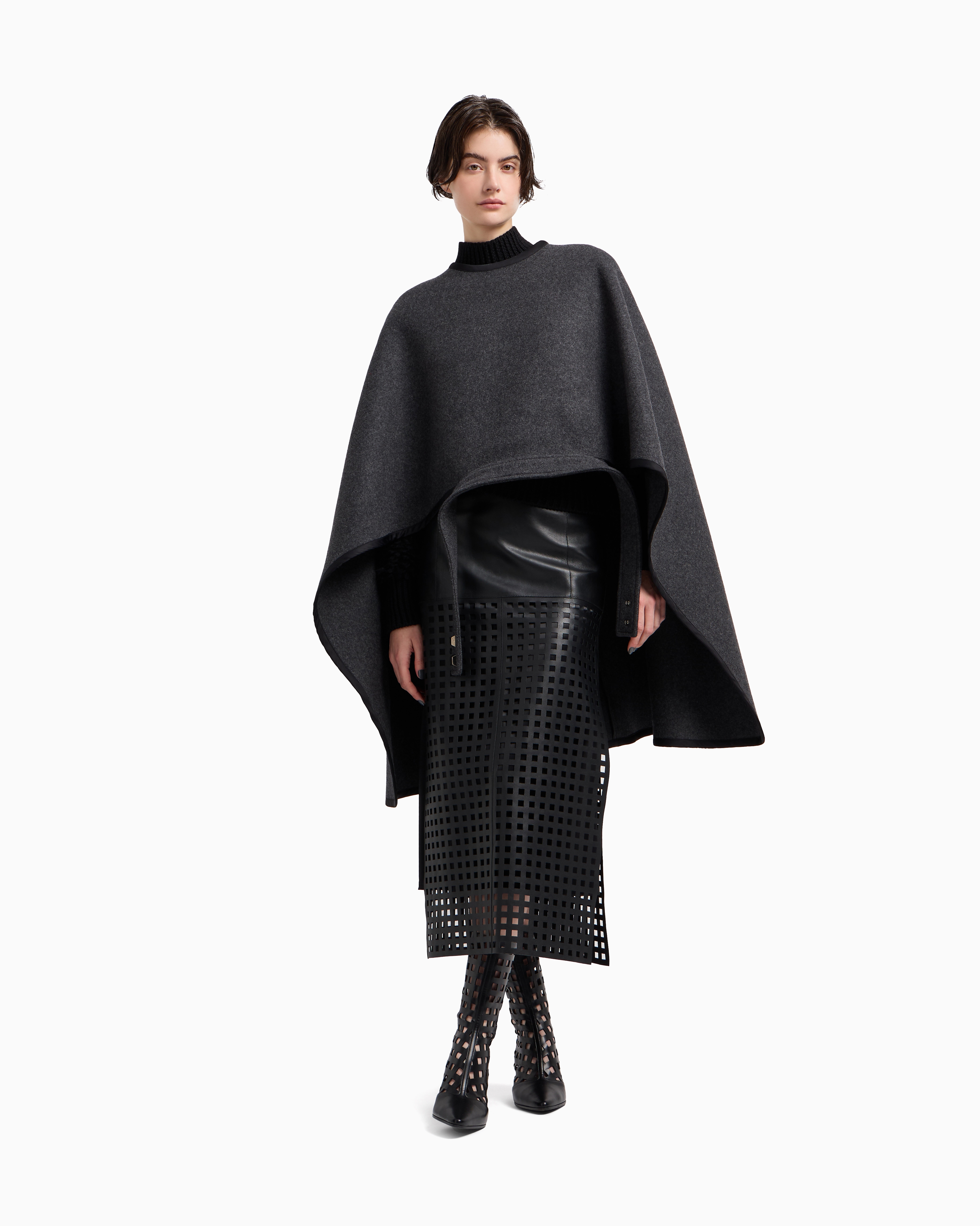 Emporio Armani - Polygon capsule collection wool cloth cape, Woman, Grey, Size: